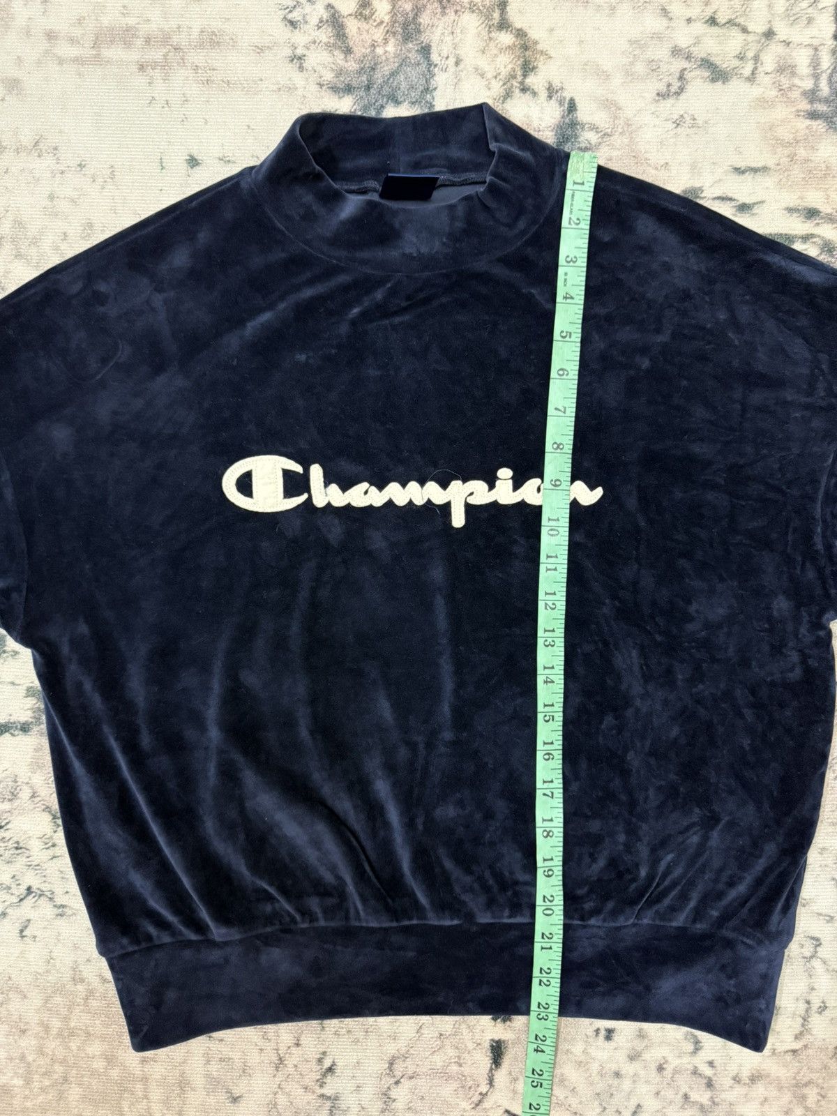 Champion × Japanese Brand Champion Velvet Cropped Sweatshirt Size L / US 10 / IT 46 - 14 Thumbnail