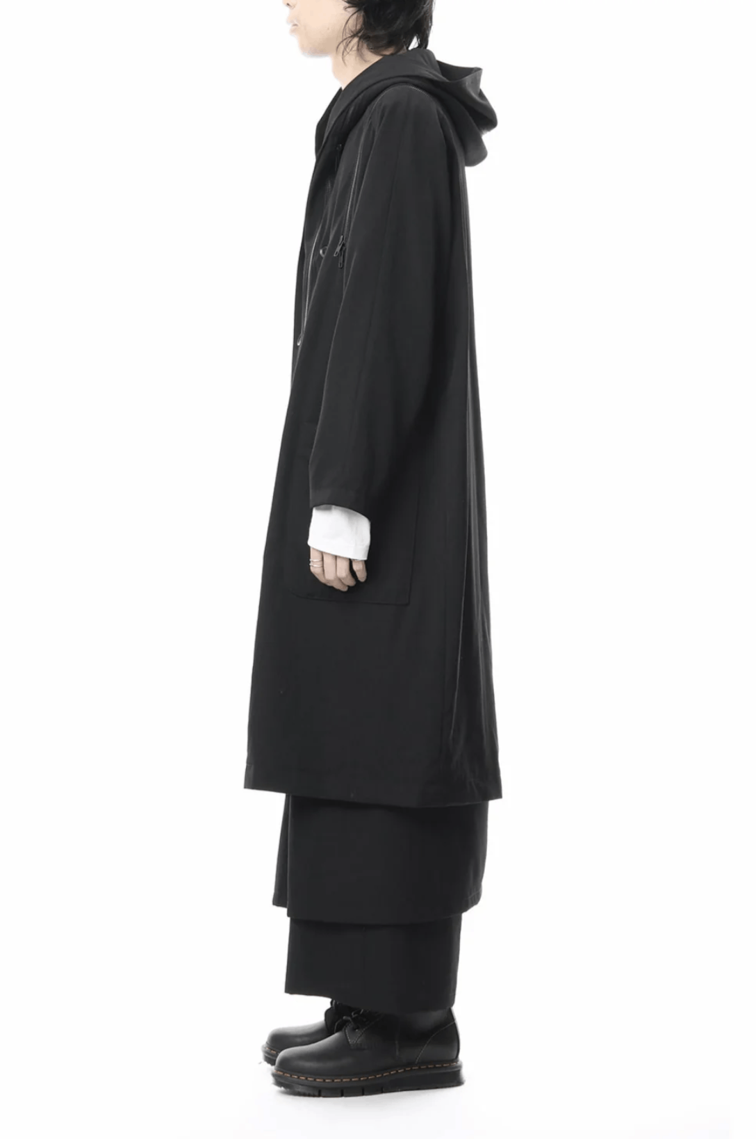 B Yohji Yamamoto - Hooded Double Fastener Long Coat - Outerwear