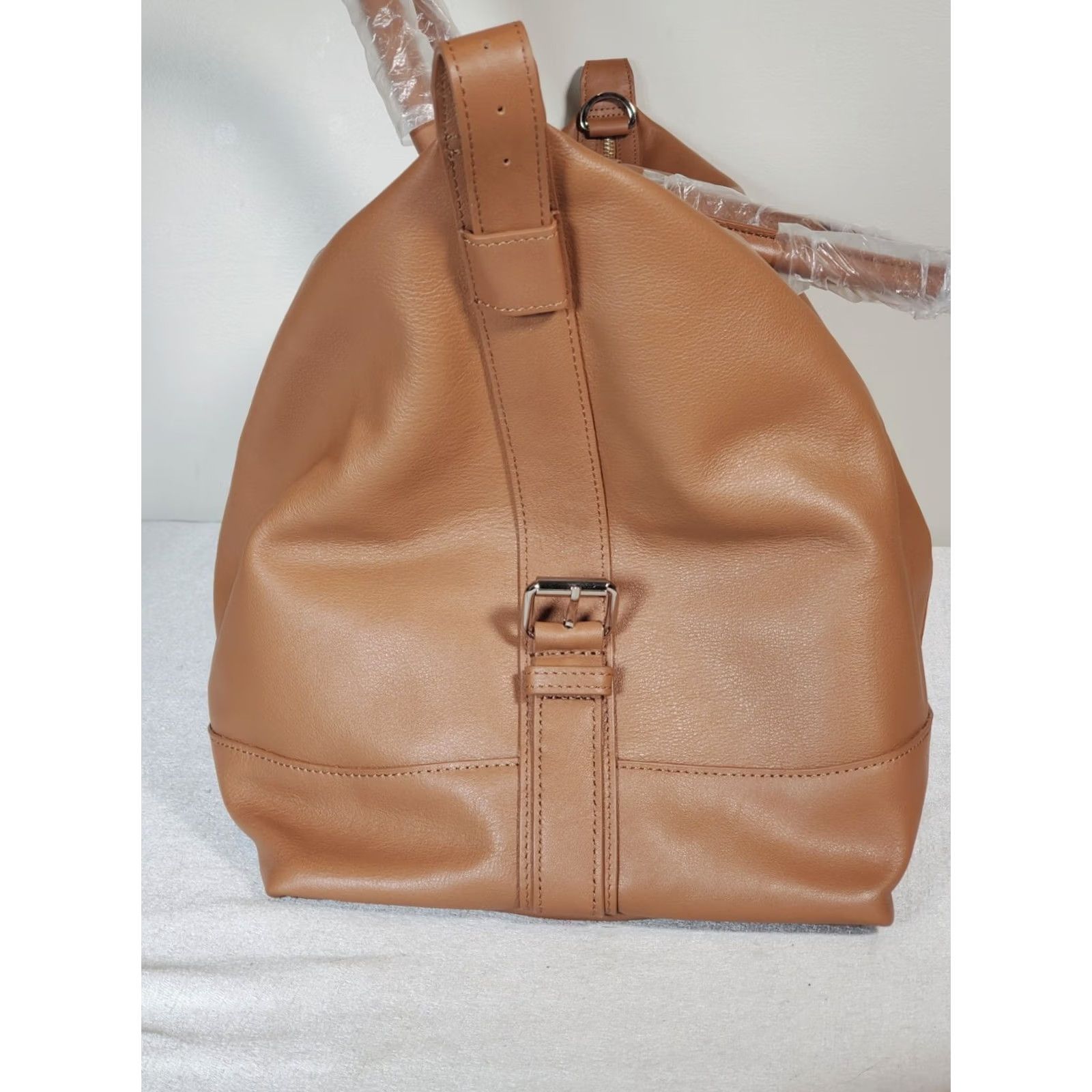 Vintage Leatherology Kessler Medium Duffel Bag Cognac Leather Weekender Travel 22" Brown Mens Adjustable Strap Inner Pockets Canvas Lining NWOT Size ONE SIZE - 6 Thumbnail