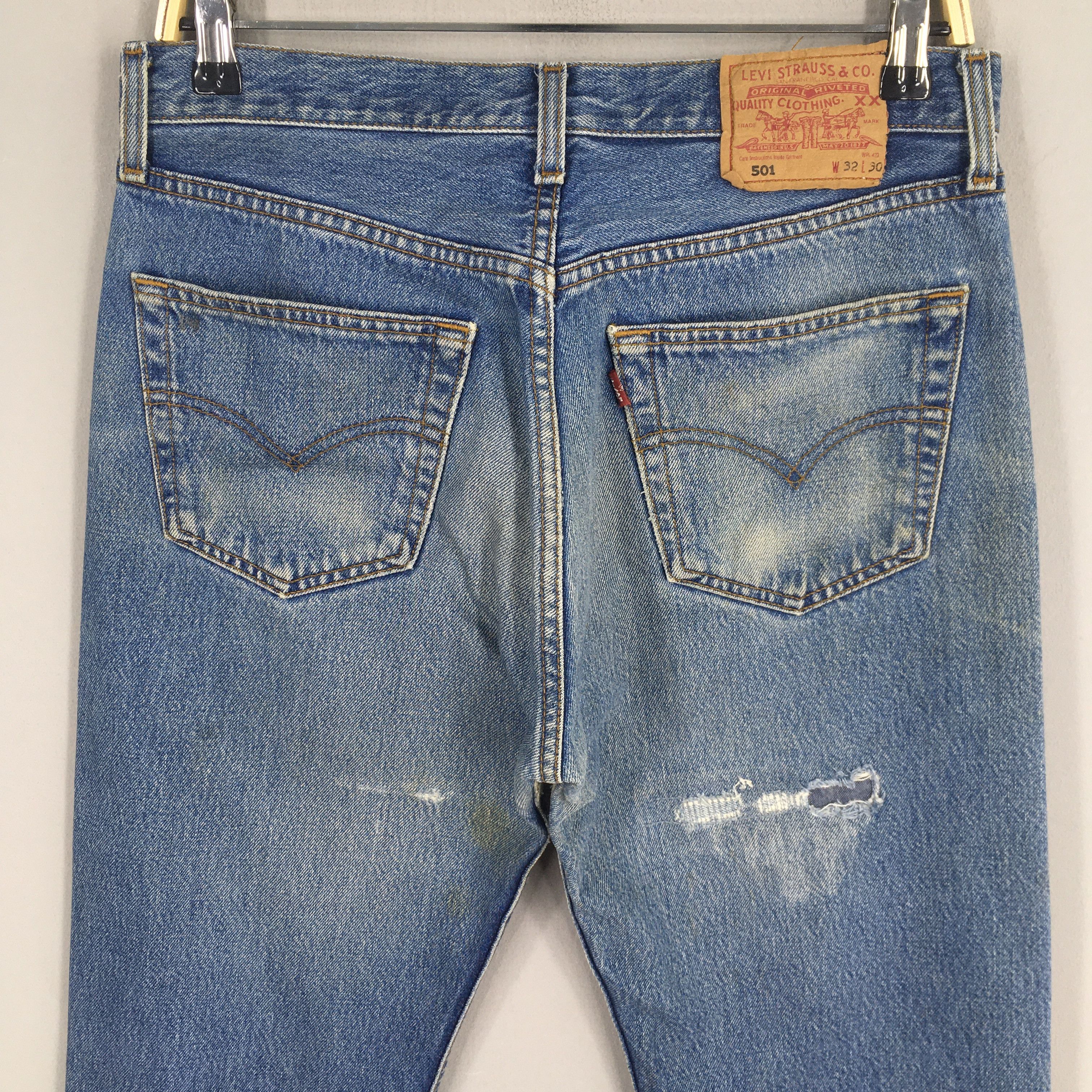 Levi's Size 30x29 Vintage 90s Levi's 501 Faded Blue Jeans Size US 30 / EU 46 - 10 Thumbnail