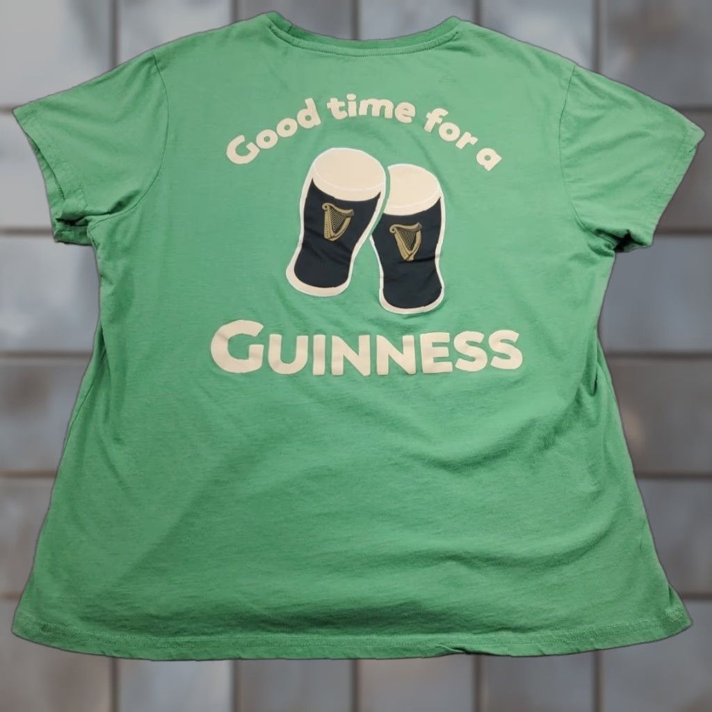 Vintage Guinness T-Shirt Womens Large L Green Beer Irish Casual Knit 100% Cotton Short Sleeve Cap Sleeve Regular Fit Size L / US 10 / IT 46 - 1 Thumbnail