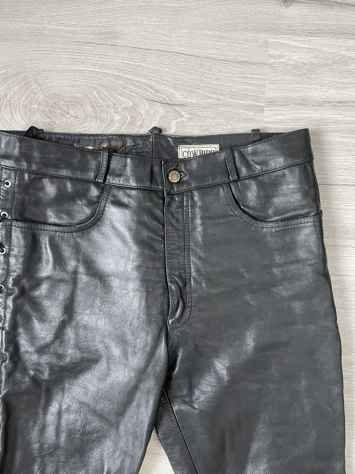 Japanese Brand × Leather × Vintage Vintage Casual Moto Pants Leather Size US 36 / EU 52 - 8 Thumbnail