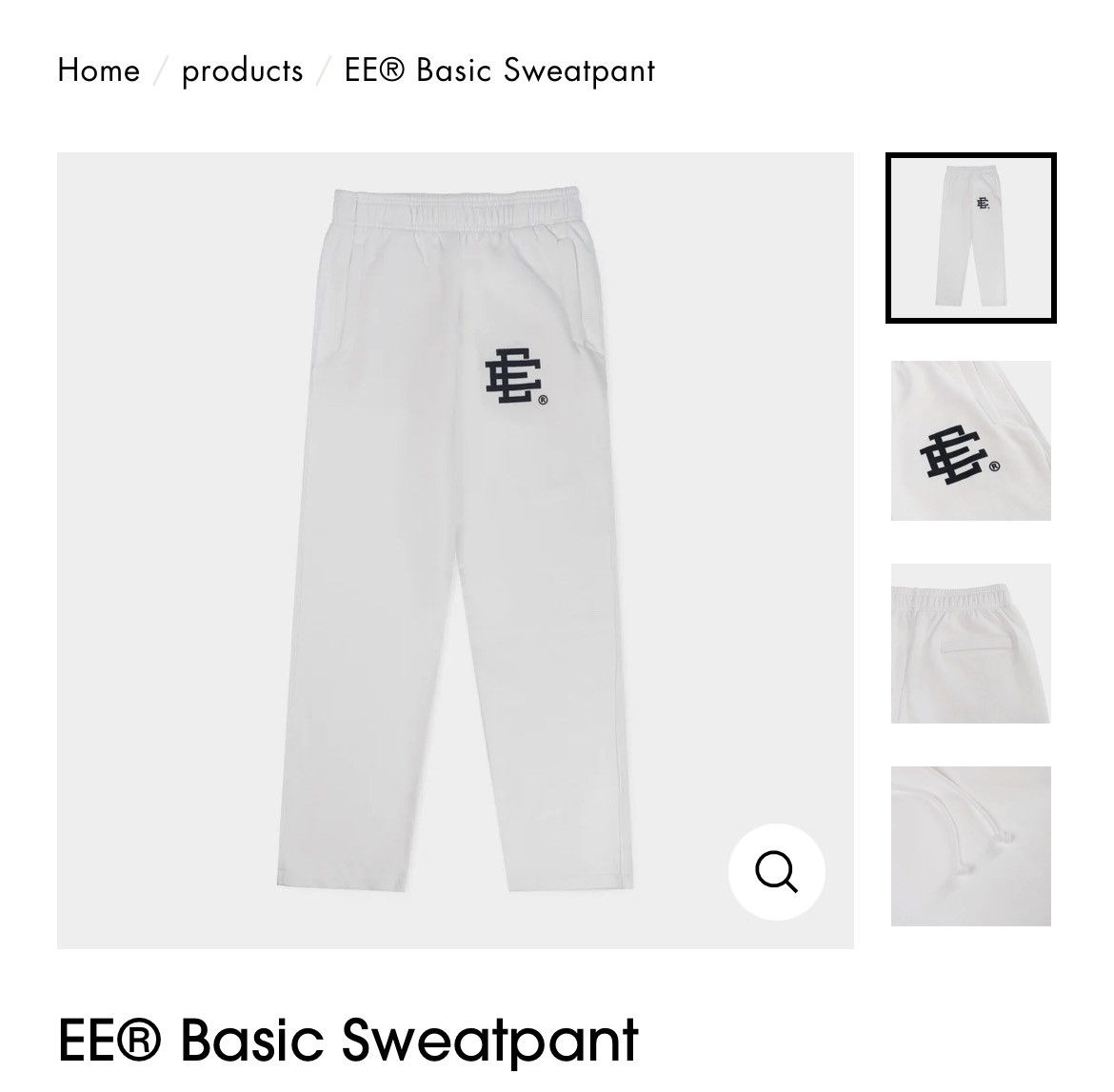image of Eric Emanuel White W Black Ee Sweatpants No Cuff Large, Men's (Size 32)