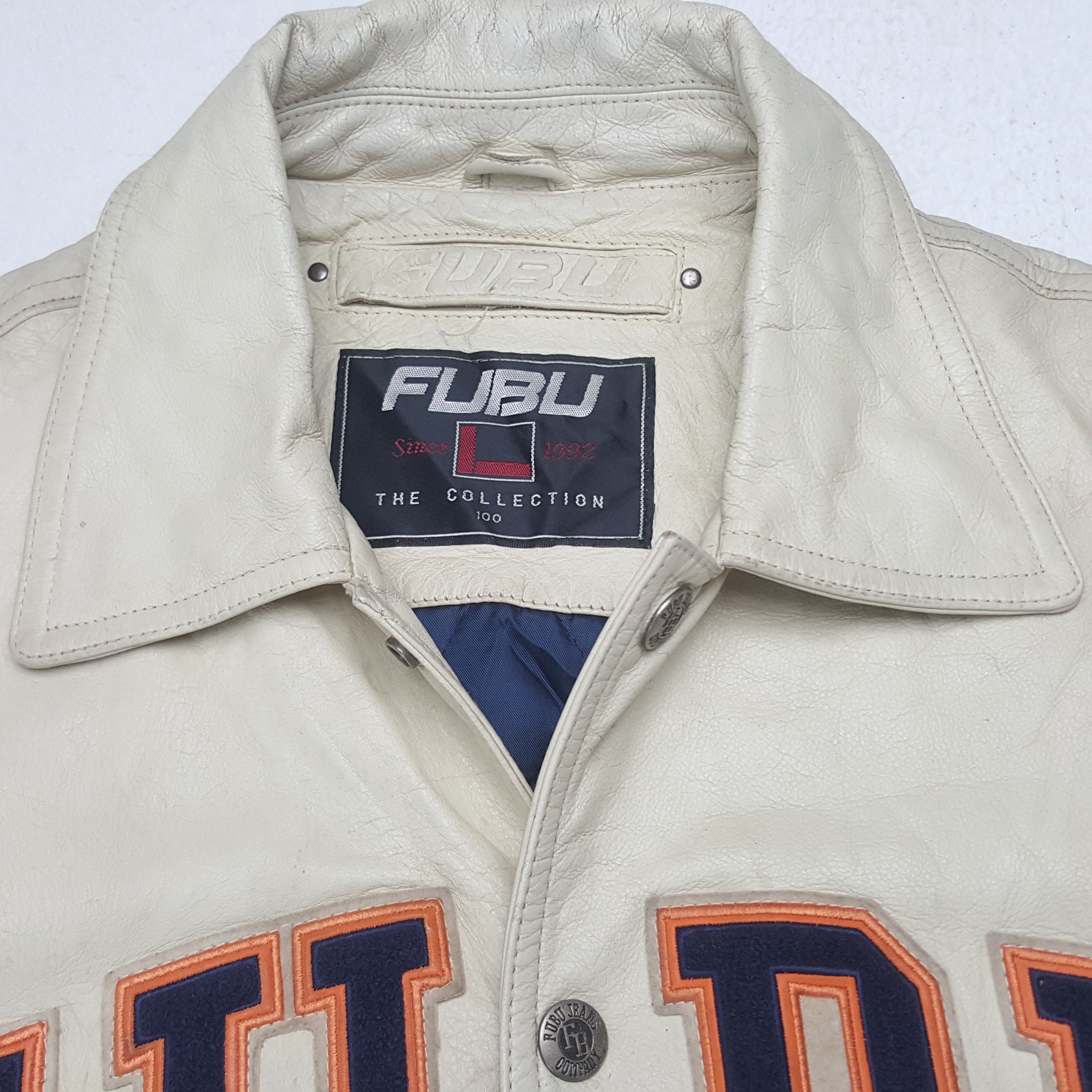 Fubu × Versace × Vintage Vintage Fubu Varsity Leather Jacket Size US L / EU 52-54 / 3 - 4 Thumbnail