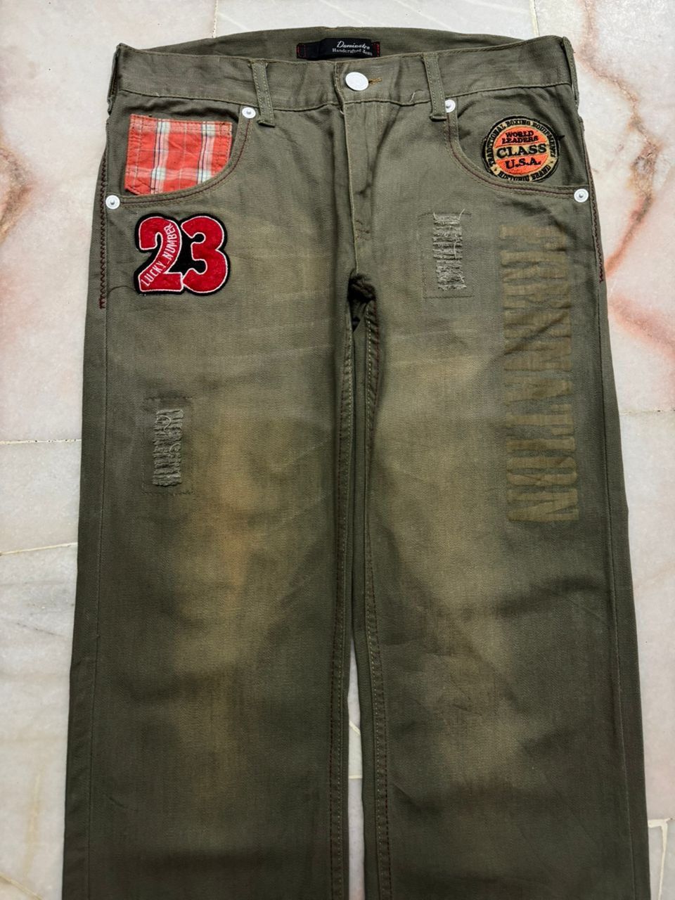 Tornado Mart 💥Sick💥Vintage Dominate Rusty Mudwash Distressed Patcher Jean Size US 31 - 3 Thumbnail
