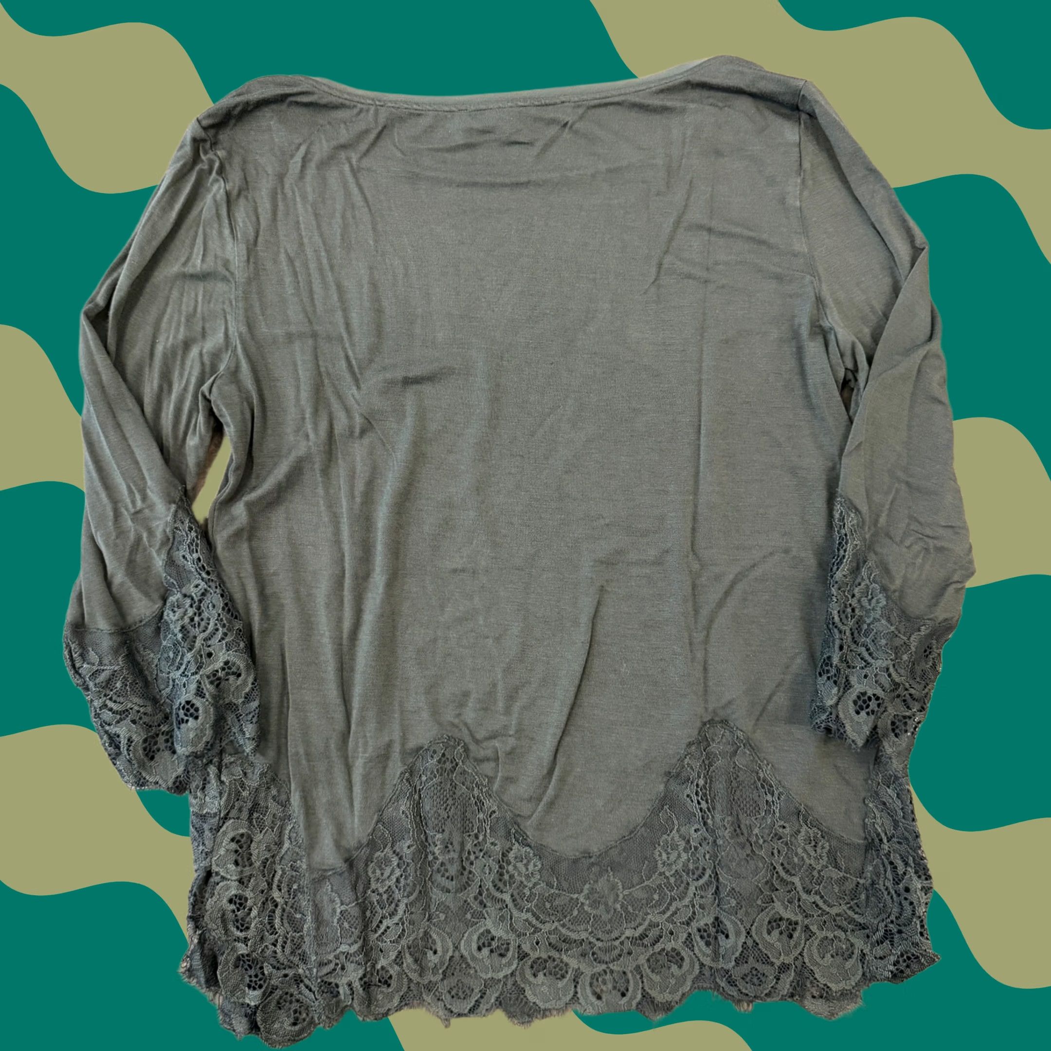 Vintage VINTAGE White House Black Market Blouse S Green Boho Lace Whimsical Fairy Olive Womens Size S / US 4 / IT 40 - 1 Thumbnail
