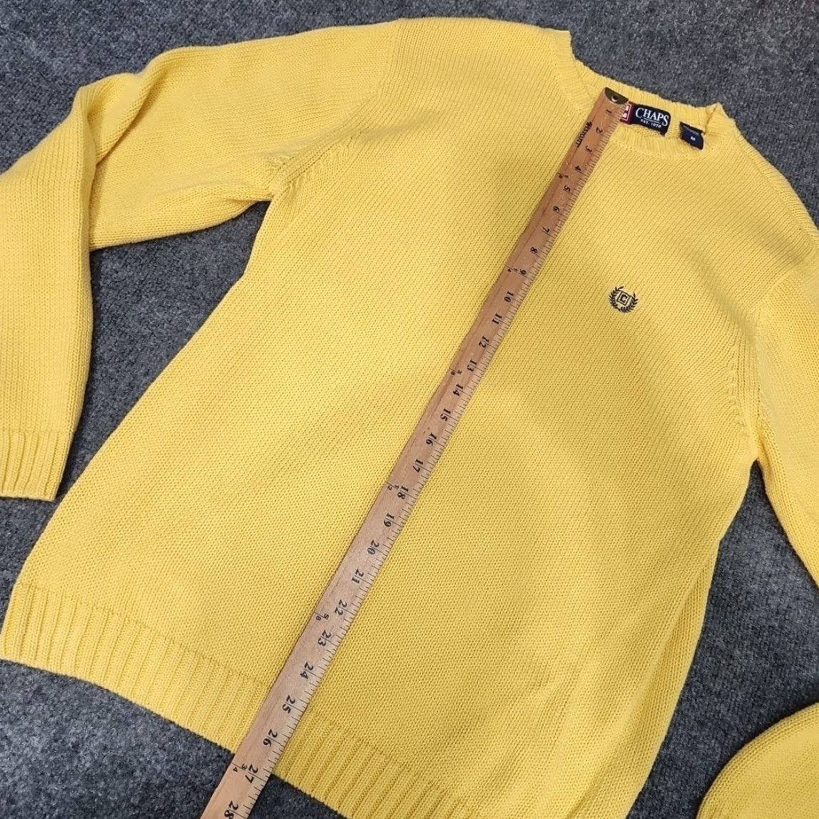 Chaps Chaps Pullover Sweater Men Medium Yellow Crew Neck Crochet Long Sleeve Cotton Knit Regular All Seasons Size US M / EU 48-50 / 2 - 5 Thumbnail