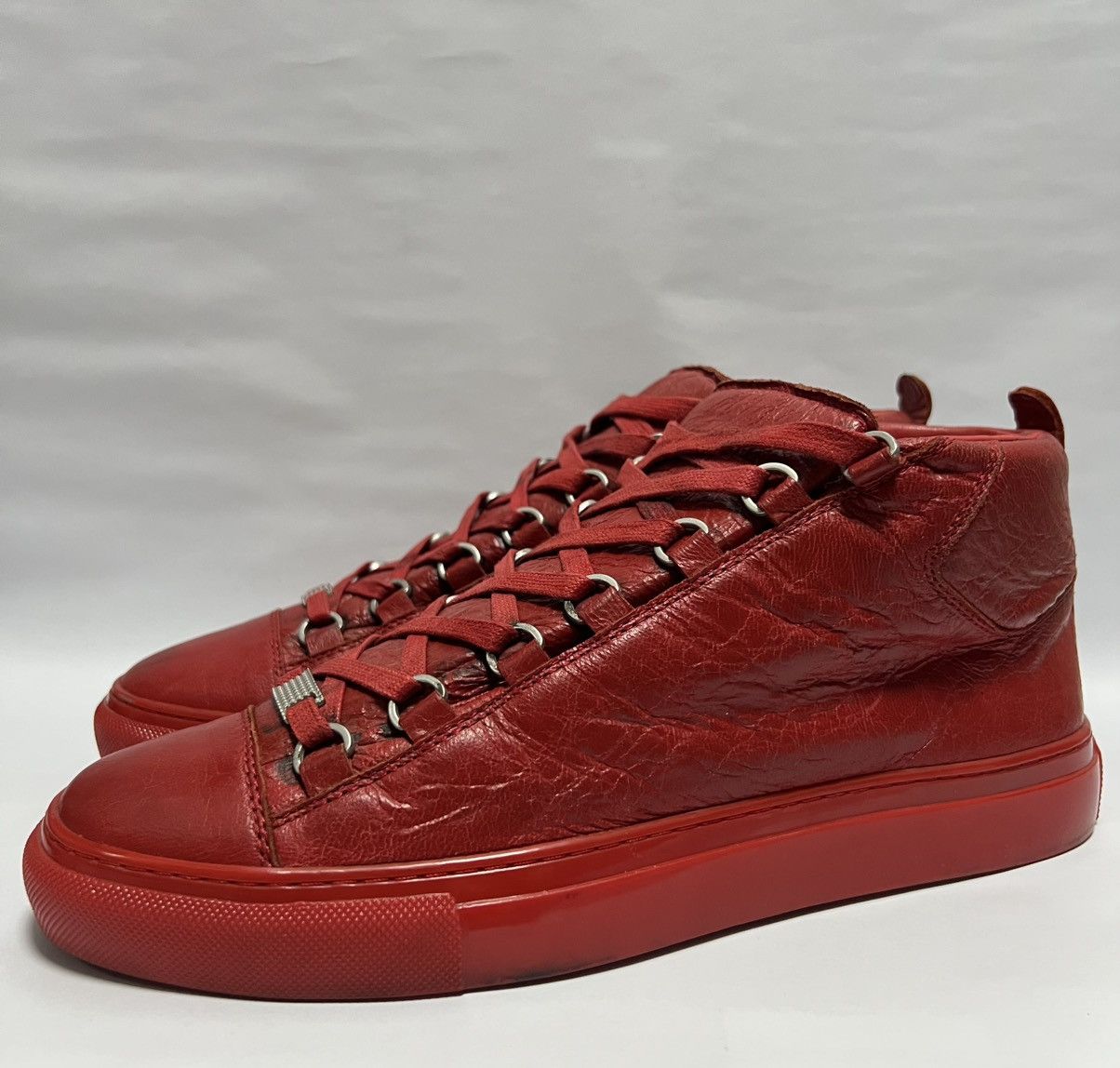 Balenciaga Balenciaga - Arena Red Leather High Top Sneakers Size US 7 / EU 40 - 5 Thumbnail