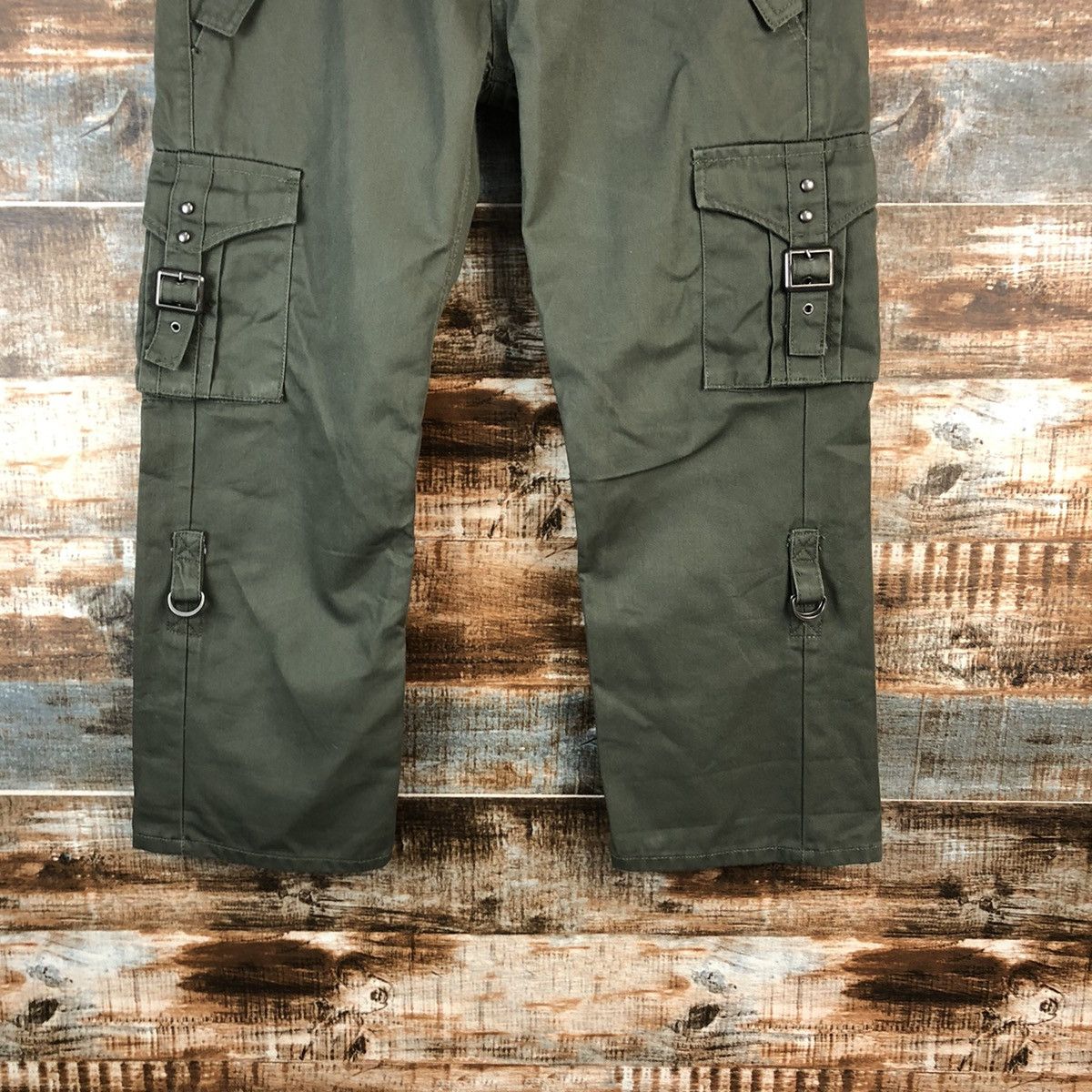 Japanese Brand DL Double Focus Green utility Cargo Multipocket Pants #A2544 Size US 29 - 6 Thumbnail