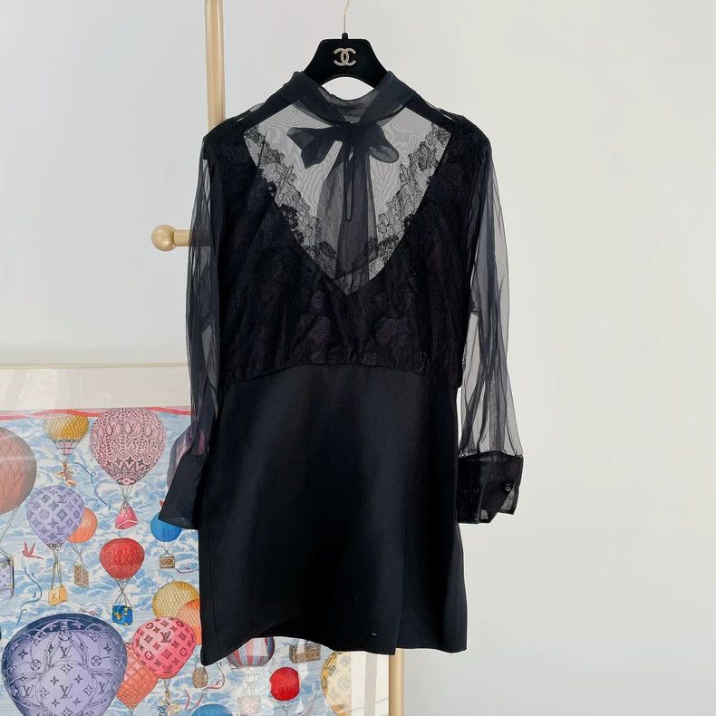 Valentino Valentino Black patchwork lace dress Size M / US 6-8 / IT 42-44 - 1 Thumbnail