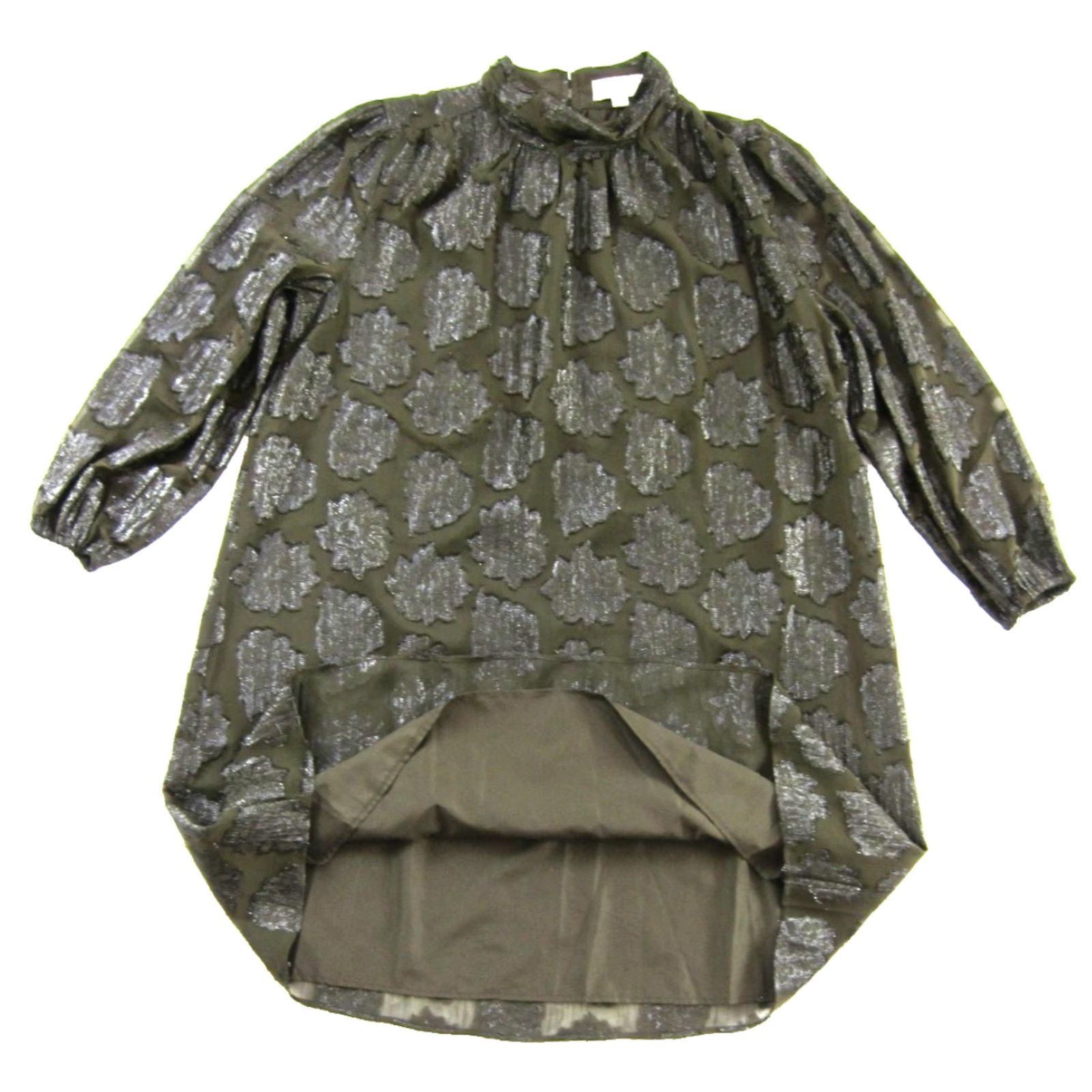Loft Ann Taylor Loft Dark Green Shimmery High Mock Neck Long Sleeve Dress Medium Size M / US 6-8 / IT 42-44 - 5 Thumbnail