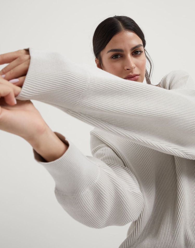 Brunello Cucinelli o1la1rc1a0425 Sweater in Ivory Size S / US 4 / IT 40 - 4 Thumbnail