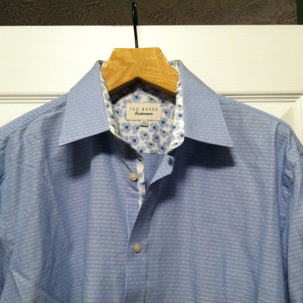 Ted Baker TED BAKER MENS BLUE 100%COTTON CASUAL SHIRT SIZE: 17.5/34-35 Size US XL / EU 56 / 4 - 6 Thumbnail