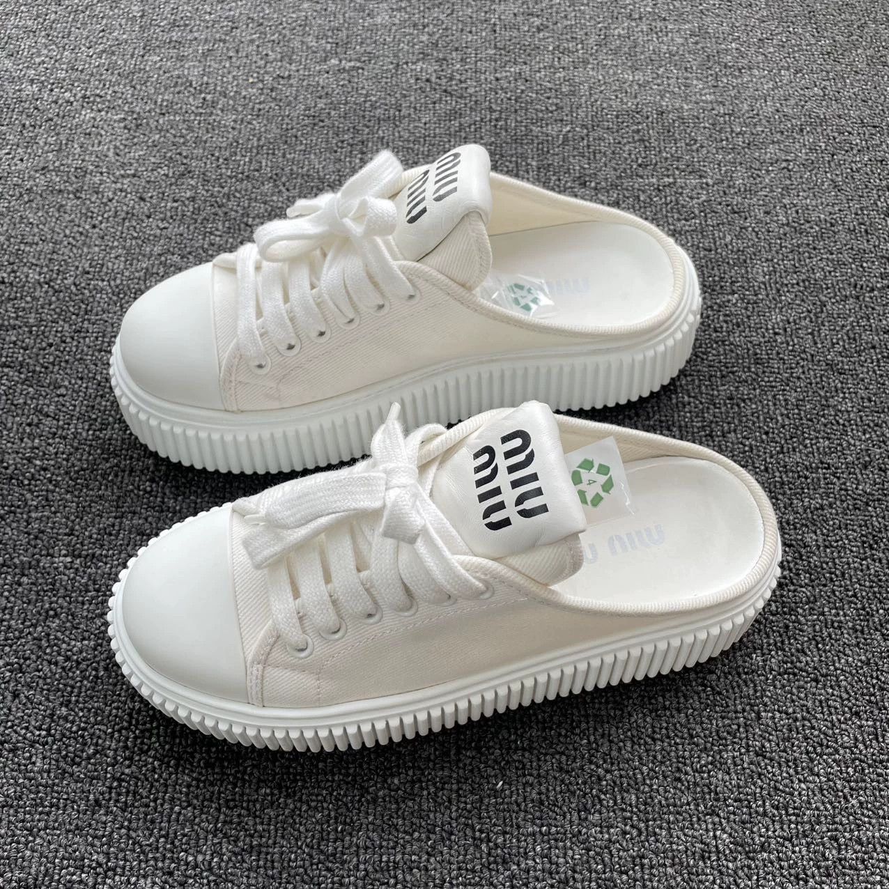 Miu Miu MIU MIU white denim sneakers Size US 5.5 / IT 35.5 - 1 Thumbnail