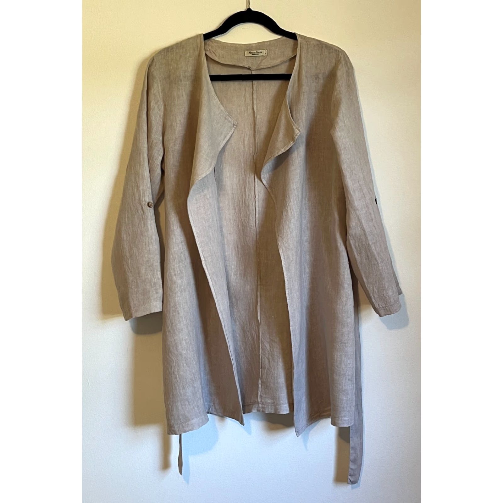Vintage Alessia Pacini Linen Wrap Cardigan Women's Shirt S Natural Linen Belted Lightweight Long Sleeve Made in Italy Size S / US 4 / IT 40 - 2 Thumbnail