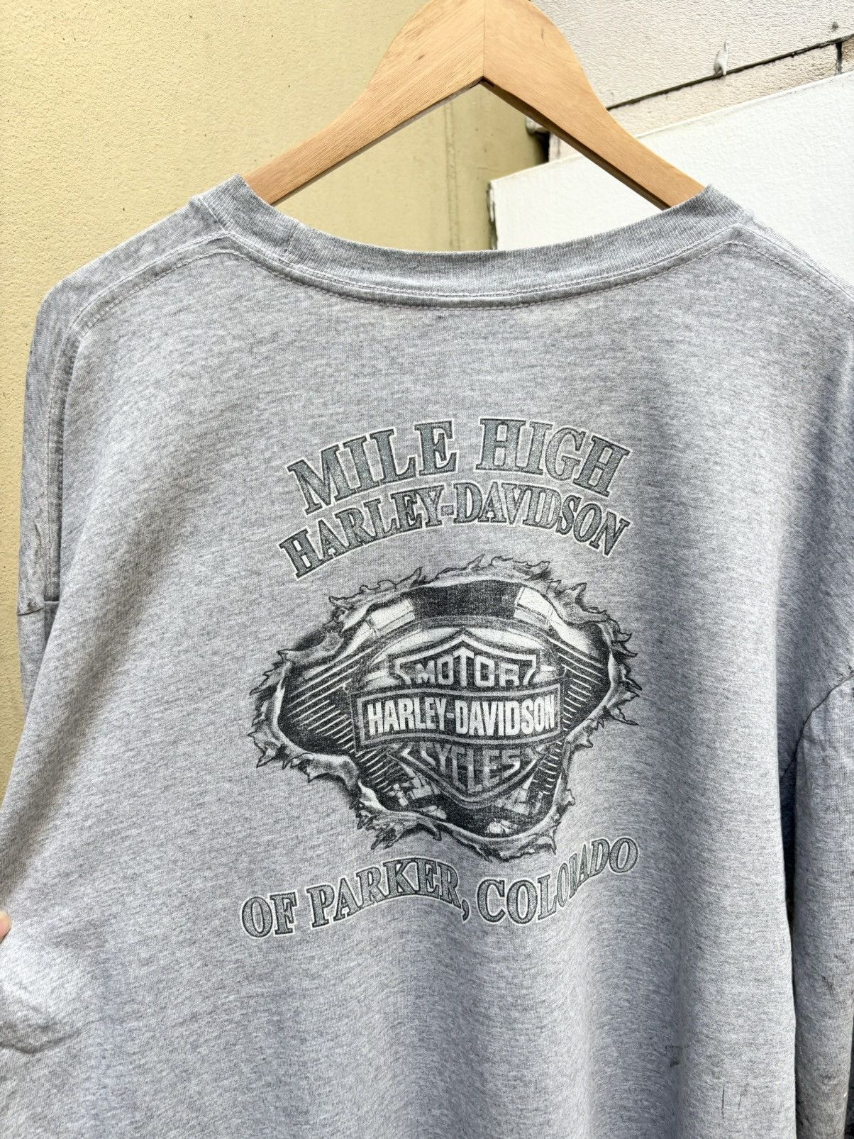 Harley Davidson Thrashed Distressed Harley Davidson Long Sleeve Size US XXL / EU 58 / 5 - 8 Thumbnail