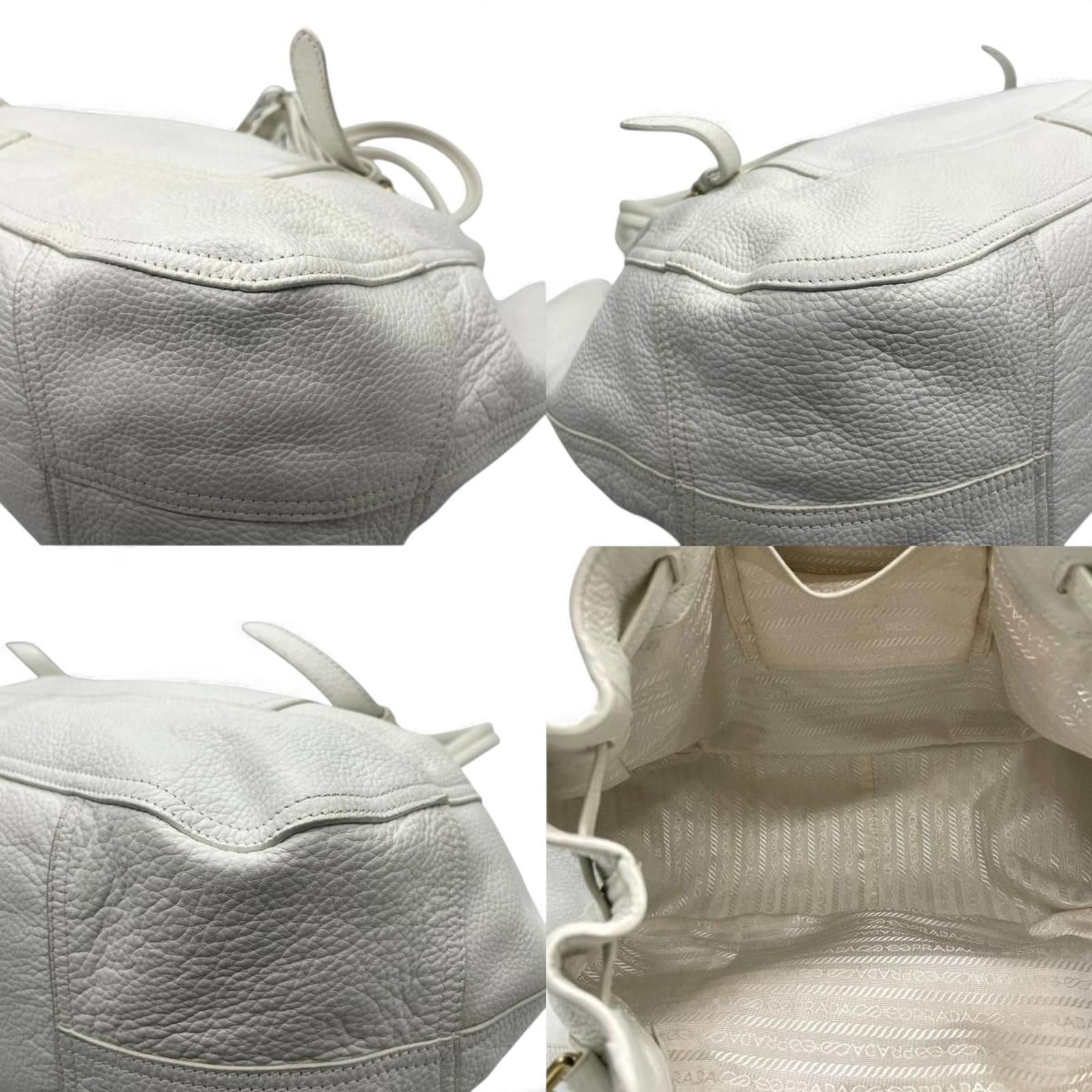 Prada Prada - White Leather Tote Bag Tassel Size ONE SIZE - 8 Thumbnail