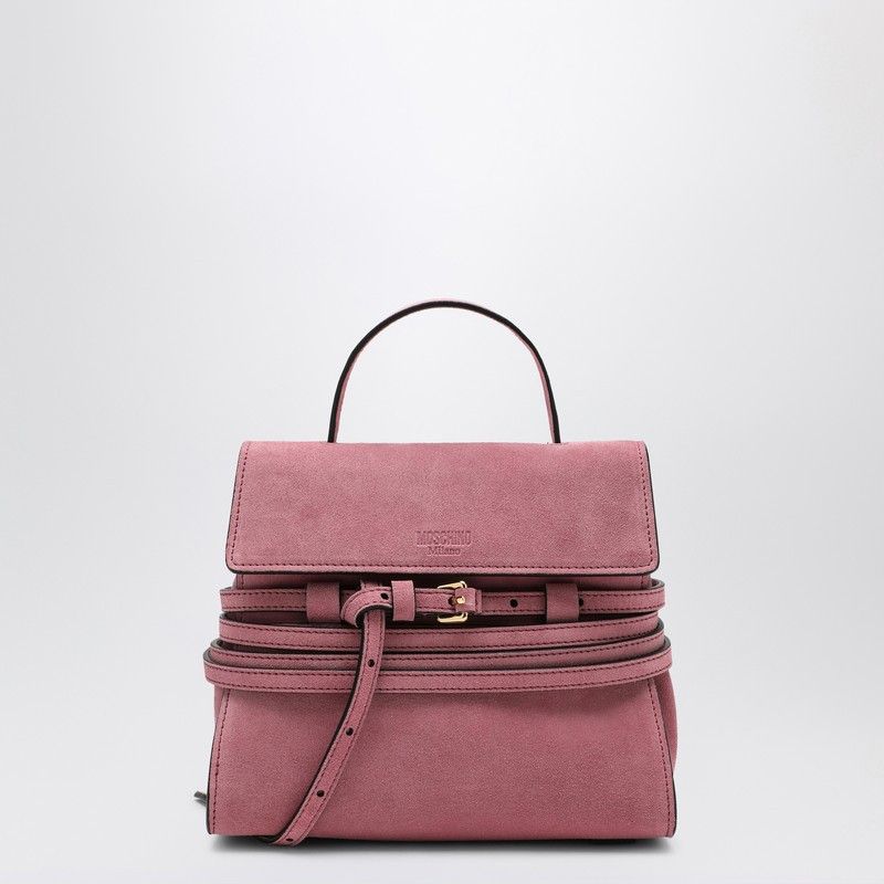 Moschino Small Pink Suede Leather Shoulder Bag, Women's