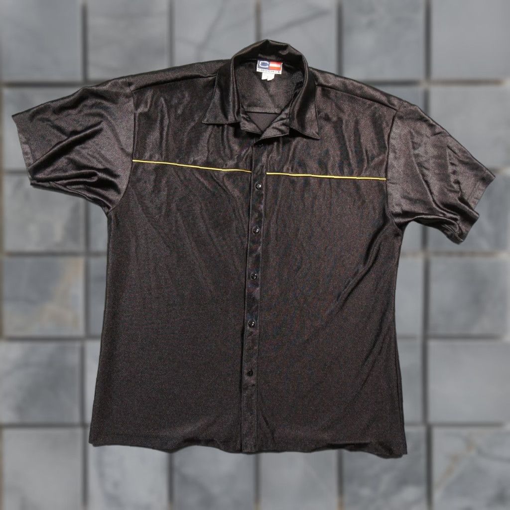 Vintage VINTAGE Chochie Shirt Mens 2XL XXL Black Button-Down Short Sleeve Dazzle Shiny Shirt? Size US XXL / EU 58 / 5 - 1 Thumbnail