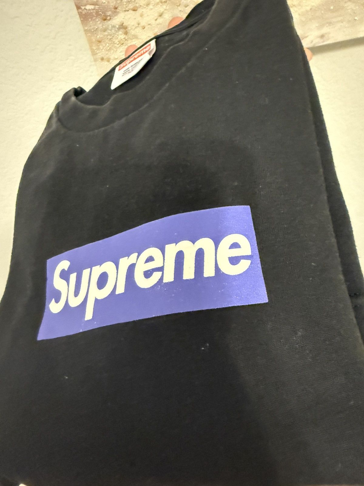 Supreme 2004 Purple on Black Box Logo Tee T Shirt Size XL