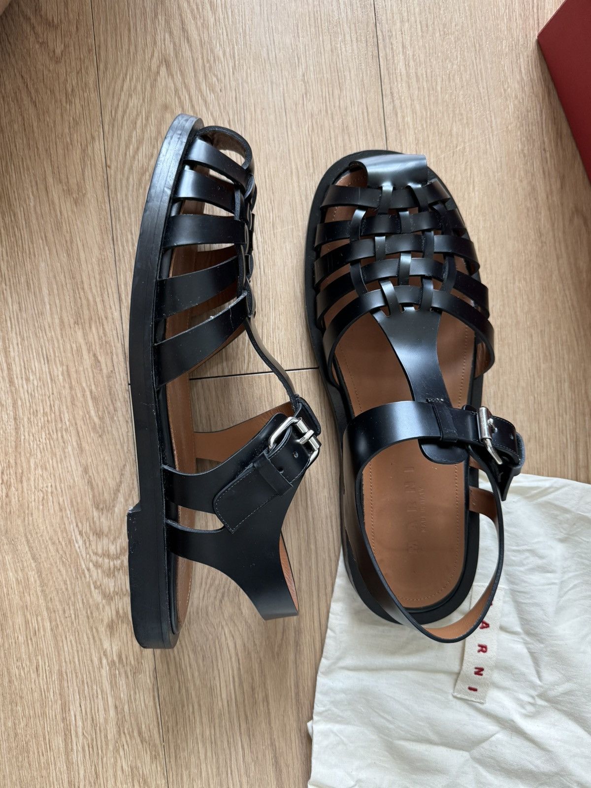 Marni Marni Fisherman Sandals Black Leather EU43 Size US 10 / EU 43 - 3 Thumbnail