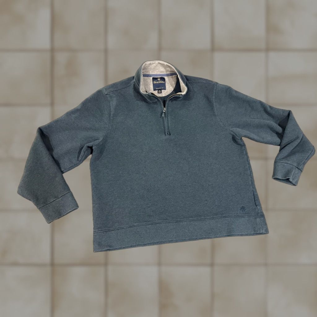 Brooks Brothers Brooks Brothers Sweatshirt Mens XL Blue Quarter Zip Mock Neck Pullover Size US XL / EU 56 / 4 - 1 Thumbnail