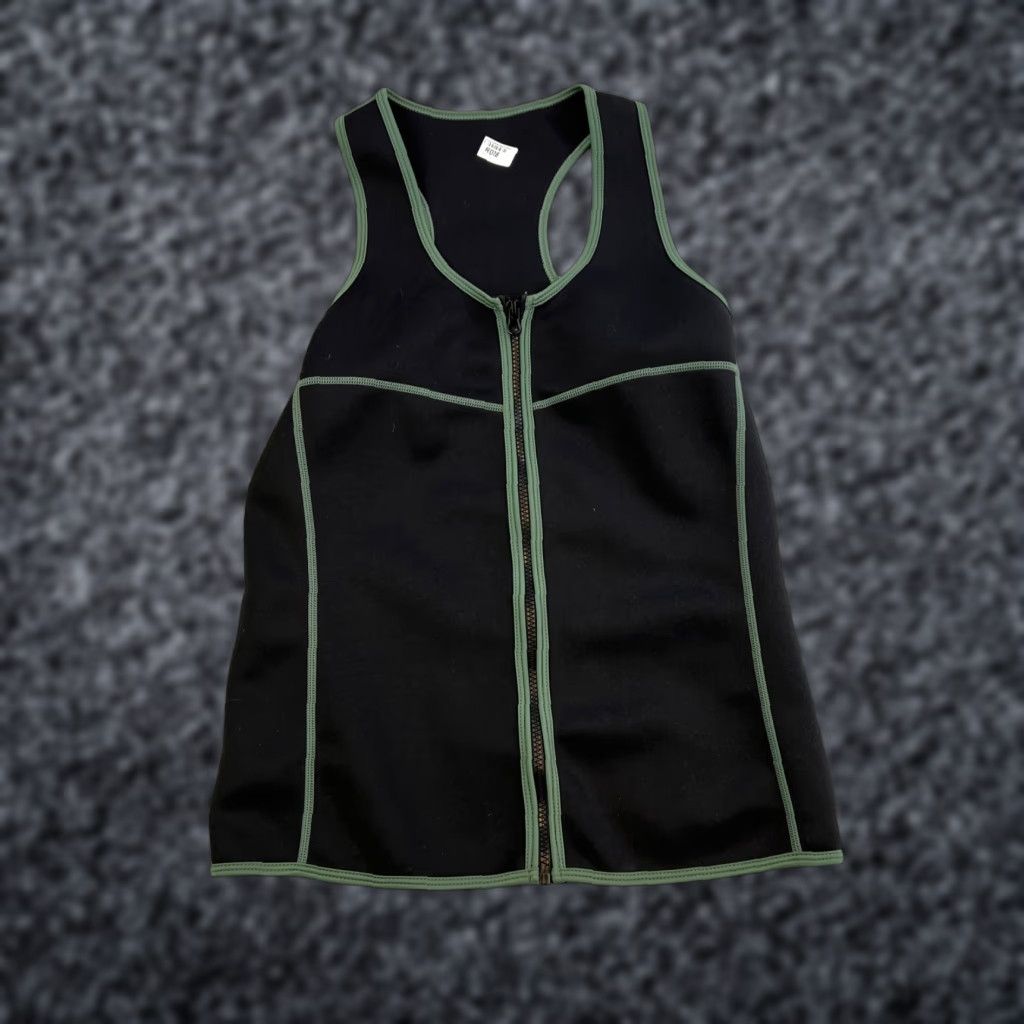 Vintage Crane Sauna Vest Womens XL Black Full Zip Sleeveless Tank Top Ladies Size XL / US 12-14 / IT 48-50 - 1 Thumbnail