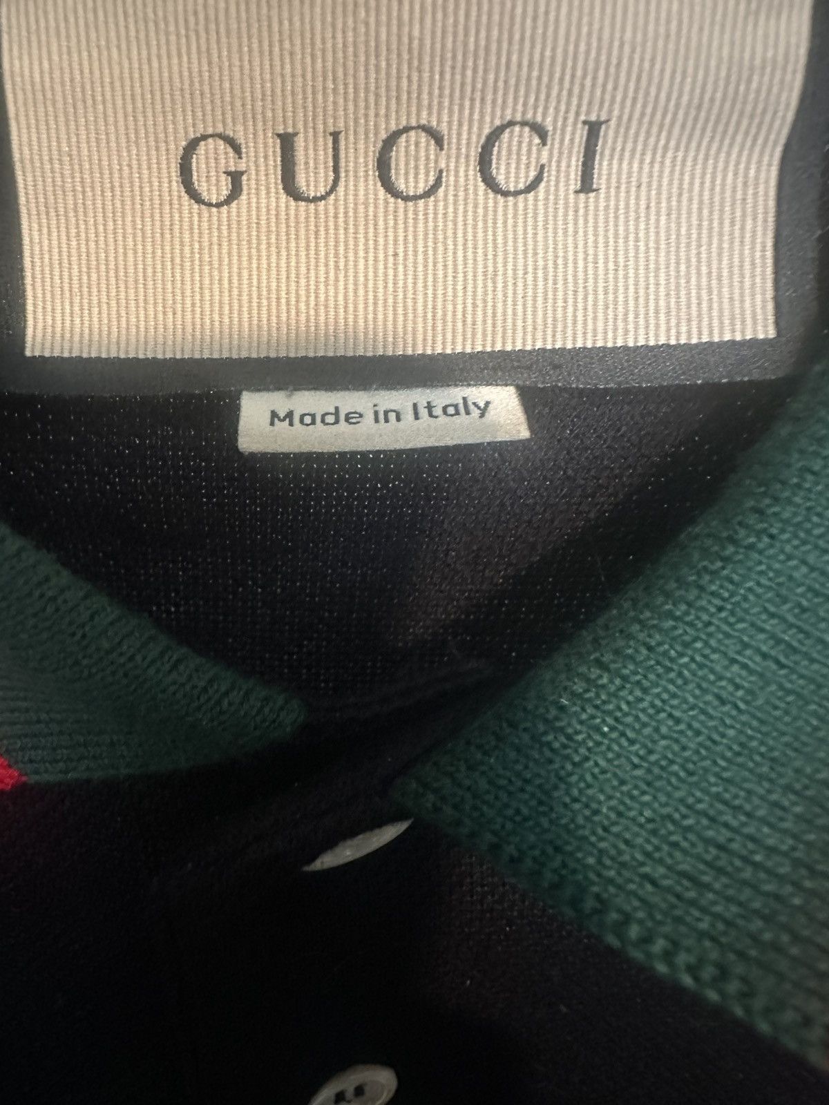 Gucci Gucci Black Piquet Polo with Web Collar Size US L / EU 52-54 / 3 - 3 Thumbnail