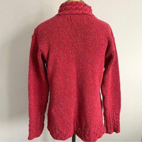 Aran Sweater Market Aran Red Speckled Wool Cashmere Cableknit Sweater - XL 🇮🇪 Size XL / US 12-14 / IT 48-50 - 7 Thumbnail