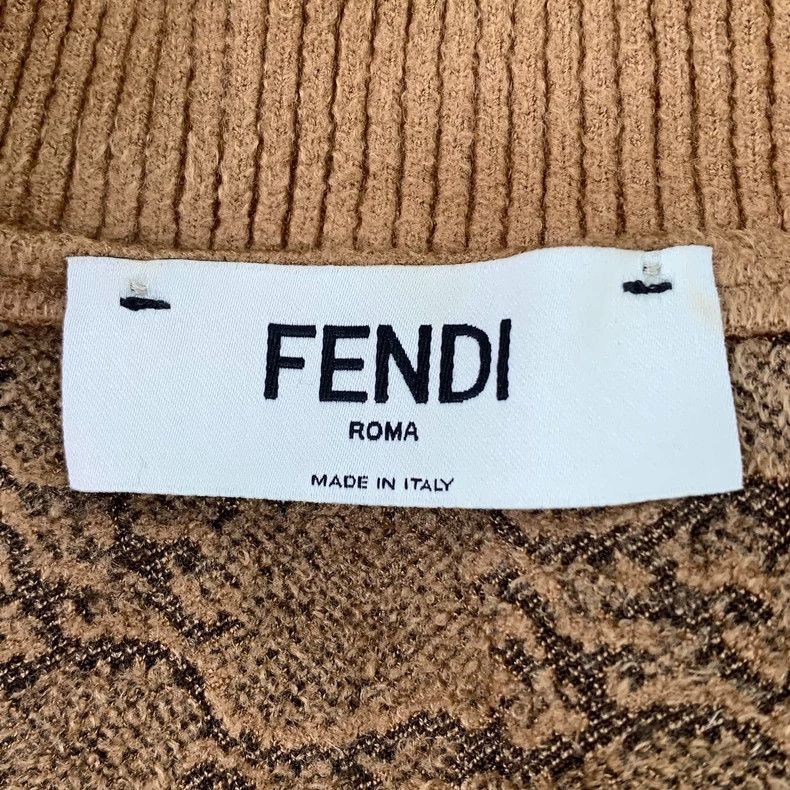 Fendi Fendi Brown Patterned Knit Cardigan Size US M / EU 48-50 / 2 - 5 Thumbnail