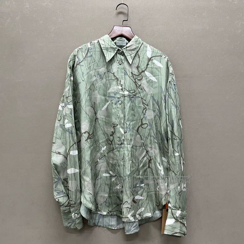 Brunello Cucinelli Brunello Cucinelli Silk Printed Shirt Size US S / EU 44-46 / 1 - 1 Thumbnail
