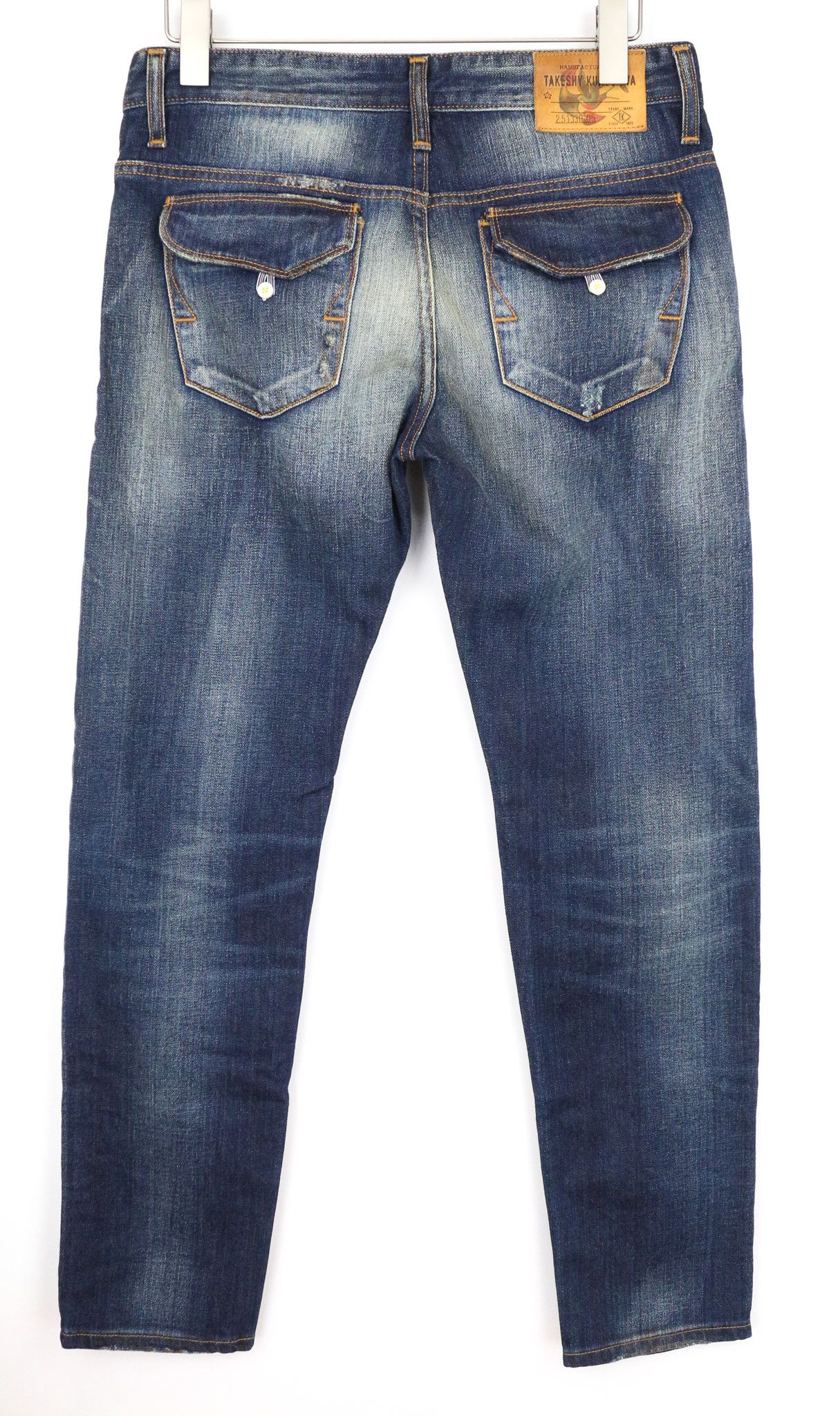 Takeshy Kurosawa W32 Slim Blue Cotton Distressed Wash Jeans 75368 Size US 32 / EU 48 - 2 Thumbnail