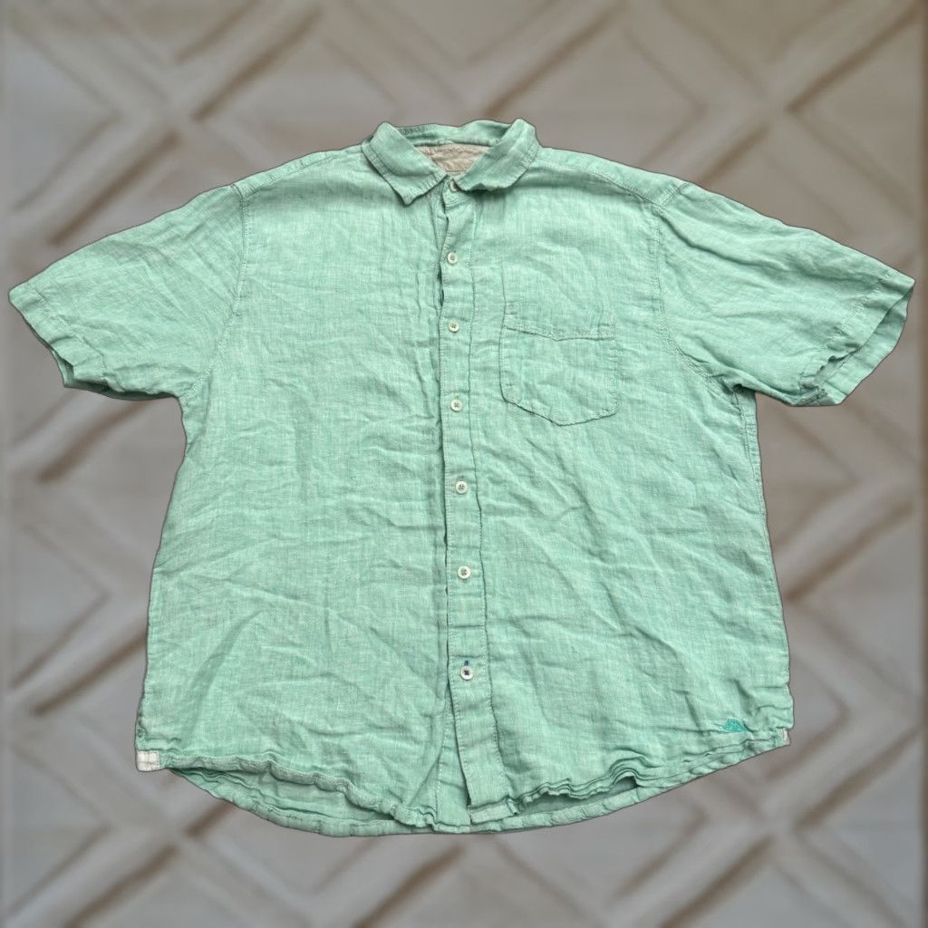 Tommy Bahama Tommy Bahama Shirt Mens M Green Linen Button-Down Short Sleeve Beach Resort Mens Size US M / EU 48-50 / 2 - 1 Thumbnail