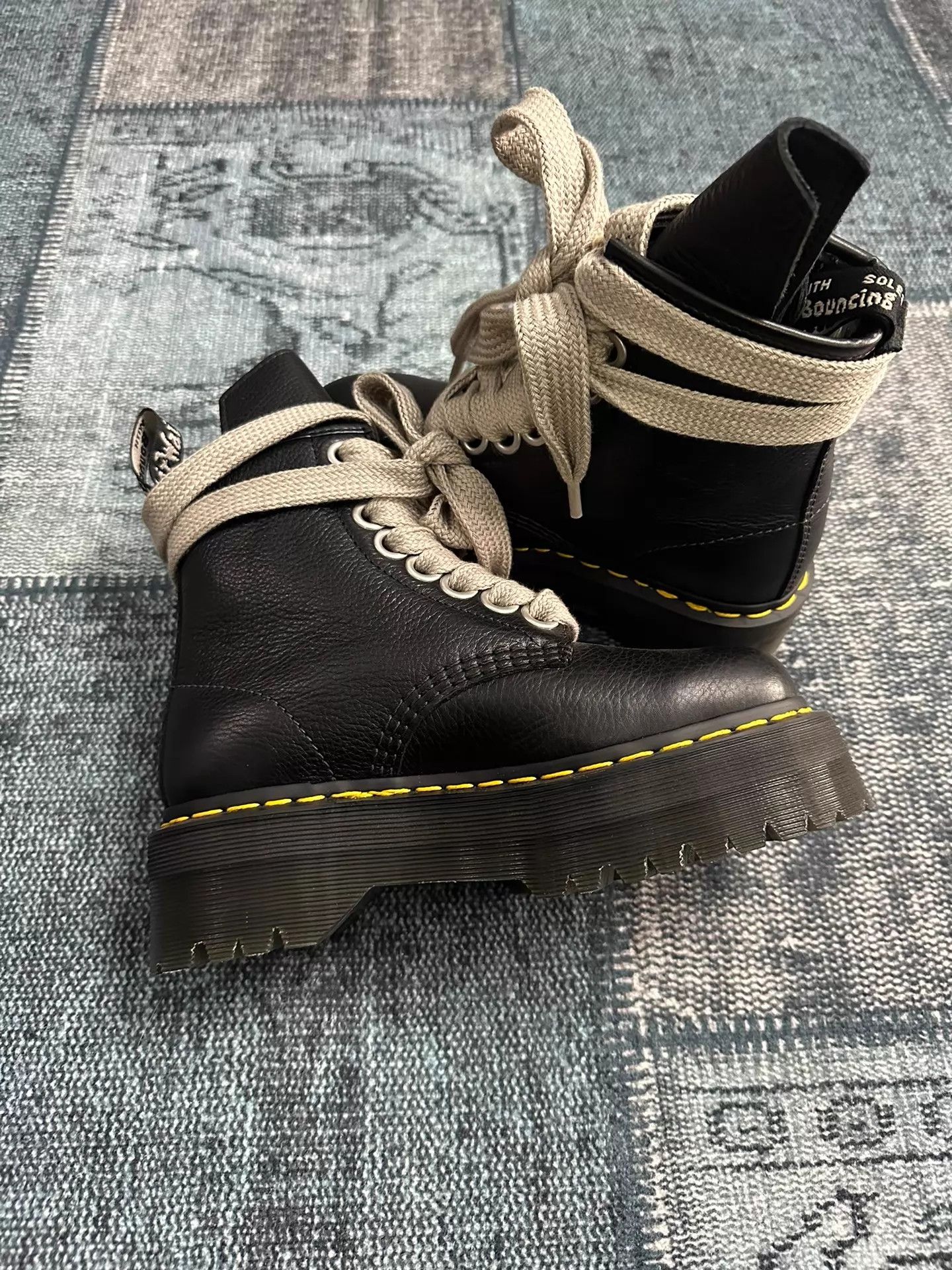 Rick Owens RO x Dr.Martens 8-Eye Leather Platform Boots 36 (No Box) Size US 5.5 / IT 35.5 - 4 Thumbnail