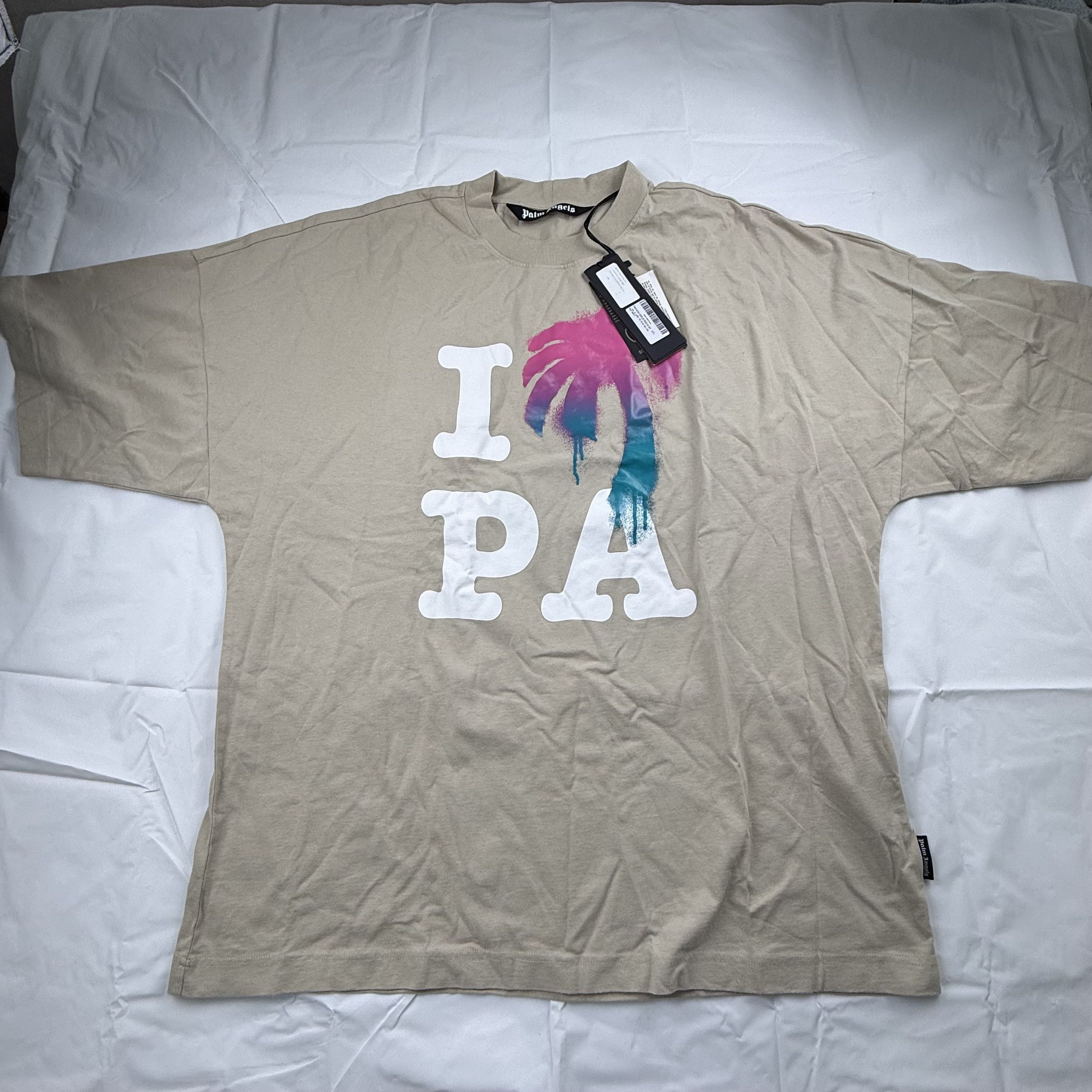 Palm Angels Palm Angels I Love PA Loose Tee Beige Graphic T-Shirt XXL Size US XXL / EU 58 / 5 - 1 Thumbnail