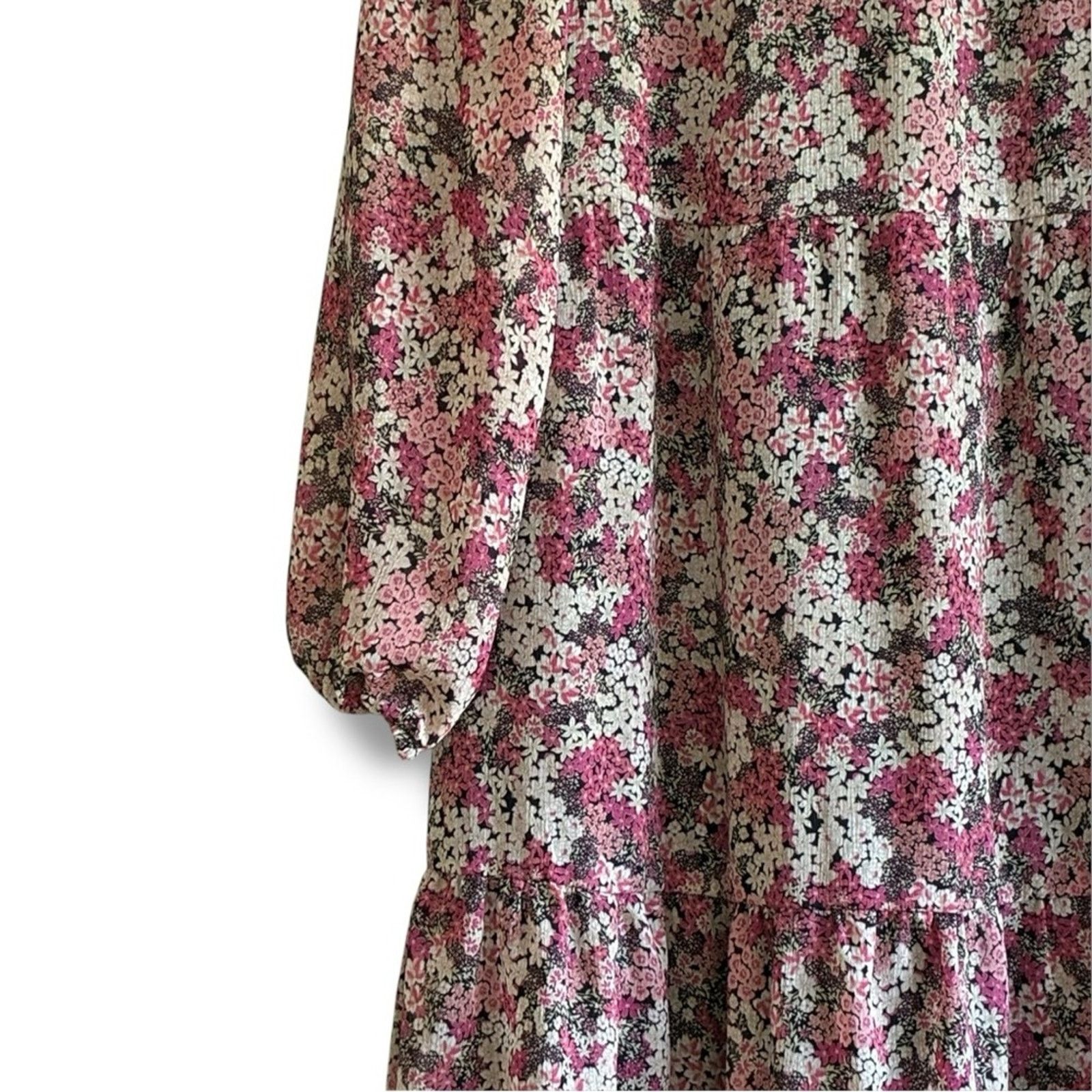 Loft LOFT Petite floral tiered long sleeve shirtdress Size XS / US 0-2 / IT 36-38 - 4 Thumbnail
