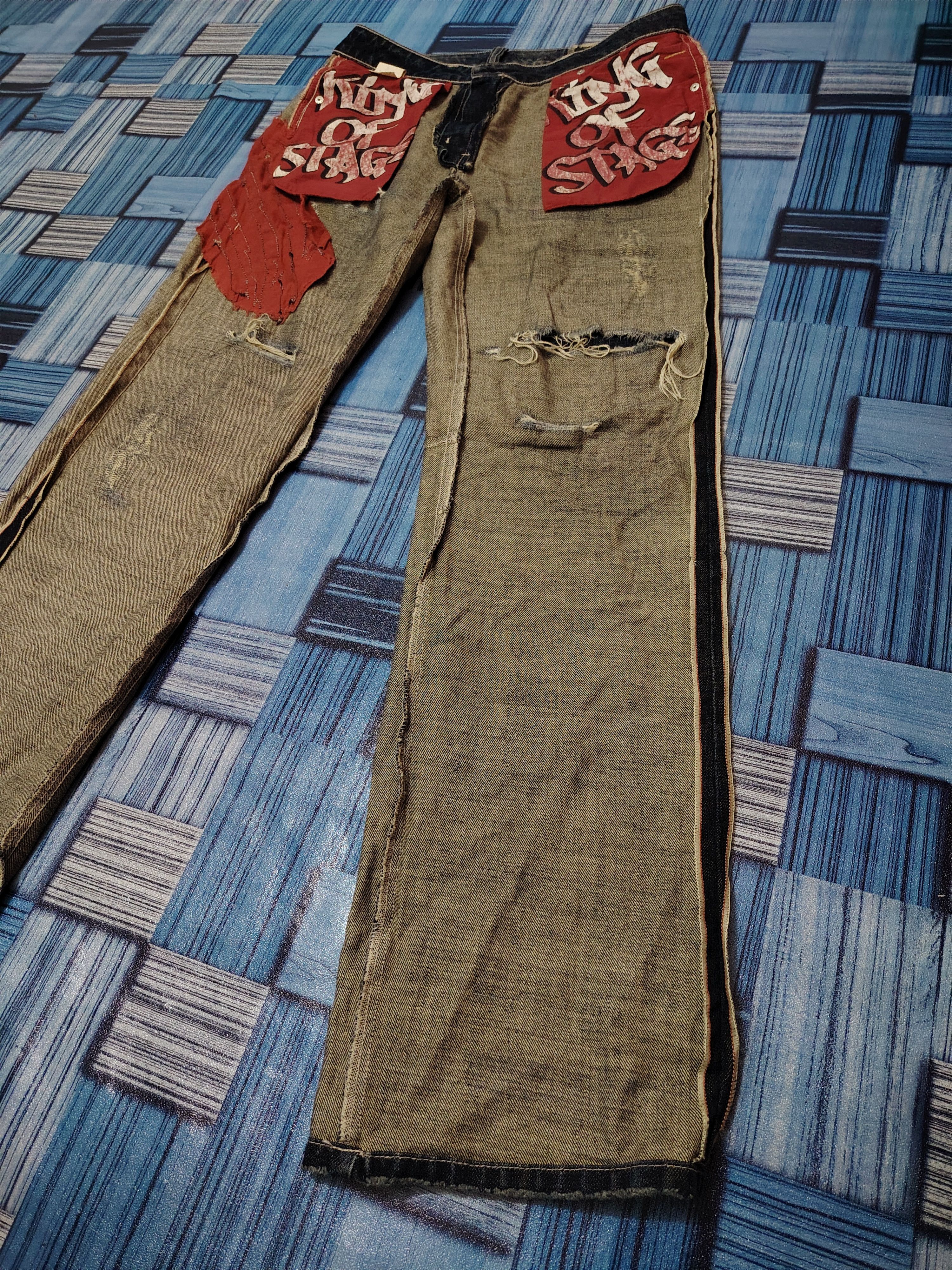 Japanese Brand Distressed denim osaka big train flared jeans Size US 31 - 24 Thumbnail