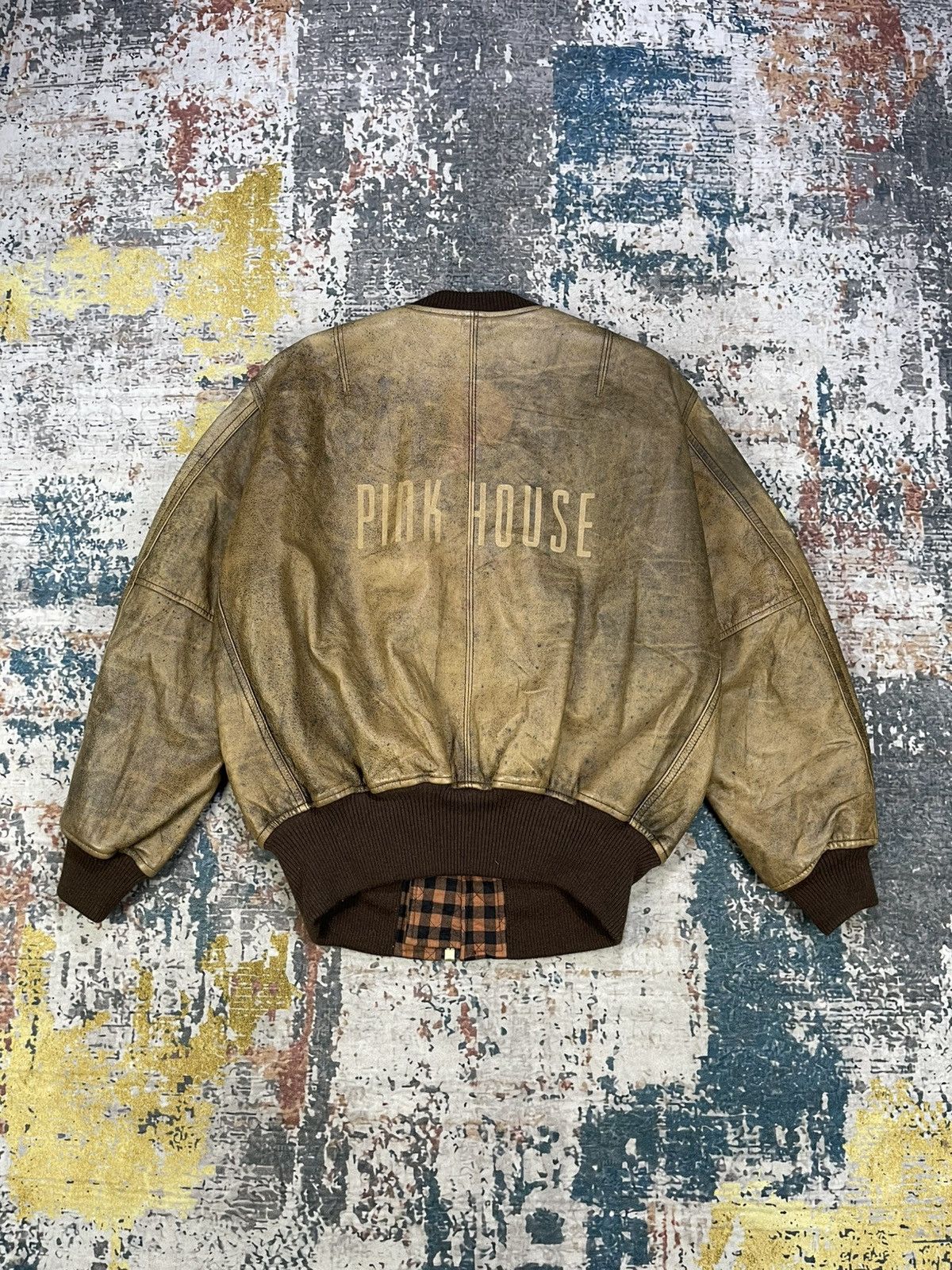 Genuine Leather Vtg Pink House Cowhide Leather Bomber Jacket Size US M / EU 48-50 / 2 - 2 Thumbnail