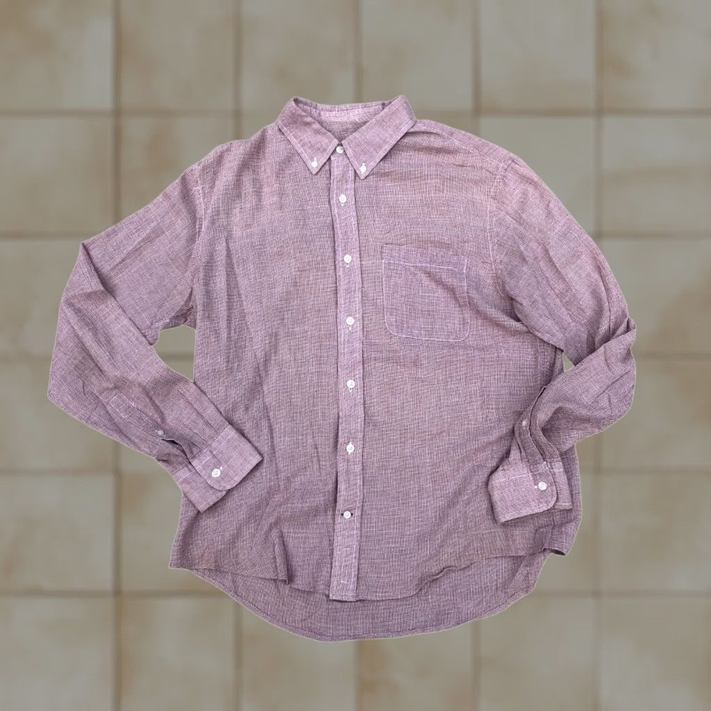 Club Monaco CLUB MONACO Texture Button Down Shirt Men's MEDIUM Red Long Sleeve Shirt Mens Medium Red Texture Button Down Shirt Size US M / EU 48-50 / 2 - 1 Thumbnail