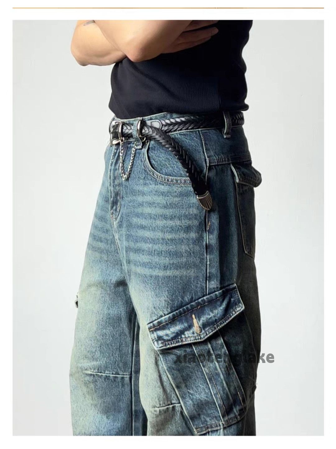 Jean xz utility washed faded vintage loose baggy cargo jeans Size US 30 / EU 46 - 6 Thumbnail