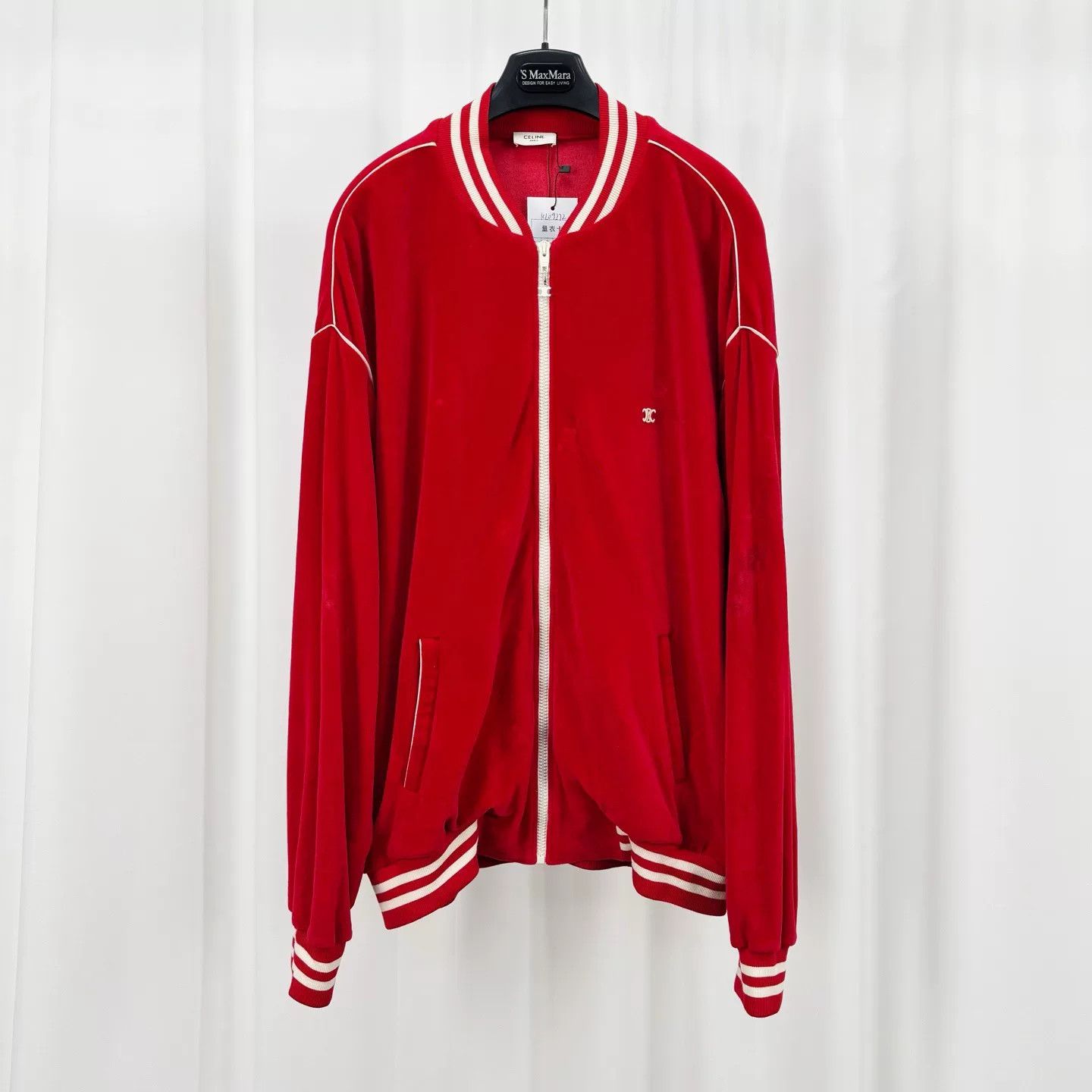 Celine Celine Embroidered Triomphe Velvet Zip Jacket Size L / US 10 / IT 46 - 1 Thumbnail