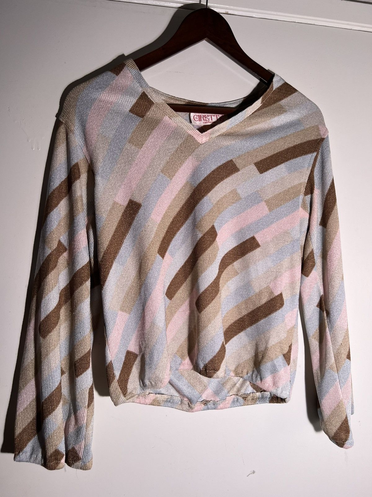 Vintage 60's 70's Vintage Cirette California Abstract Retro Sweater Size L / US 10 / IT 46 - 1 Thumbnail