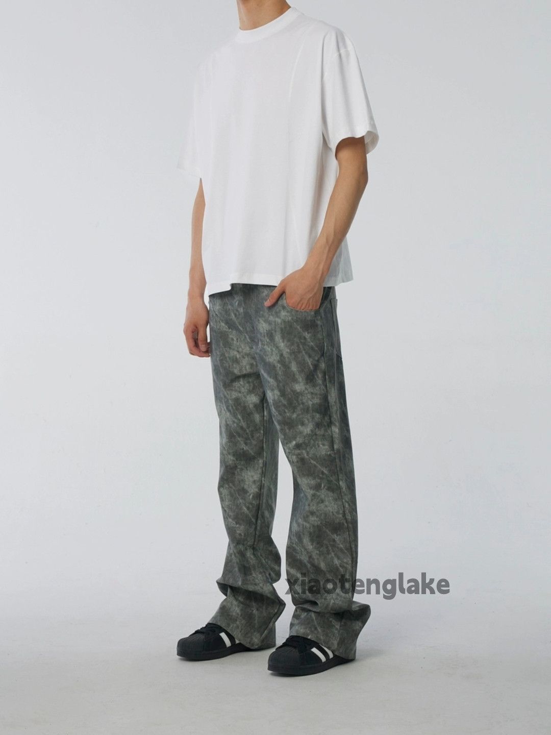 Designer × Japanese Brand × Vintage washed faded skate pattern camo tie dye flared pants Size US 30 / EU 46 - 6 Thumbnail