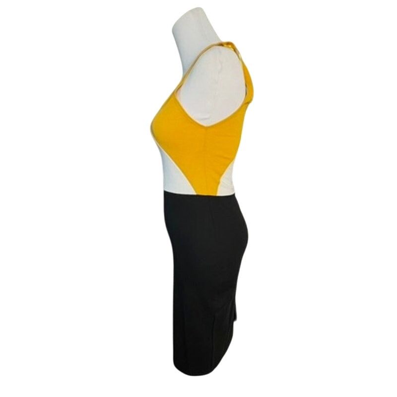 Zara Zara Black Gold White Colorblock Bodycon Jersey Dress MEDIUM Size M / US 6-8 / IT 42-44 - 3 Thumbnail