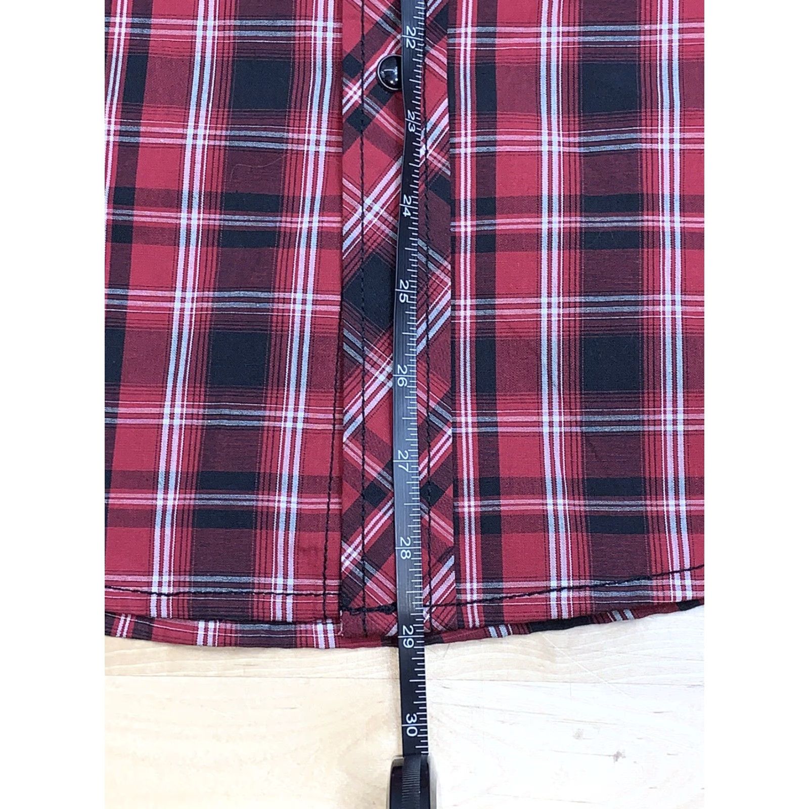 No Fear No Fear Button-Up Shirt Plaid Red Short Sleeve M Pearl Snap Men Size US 31 - 5 Thumbnail