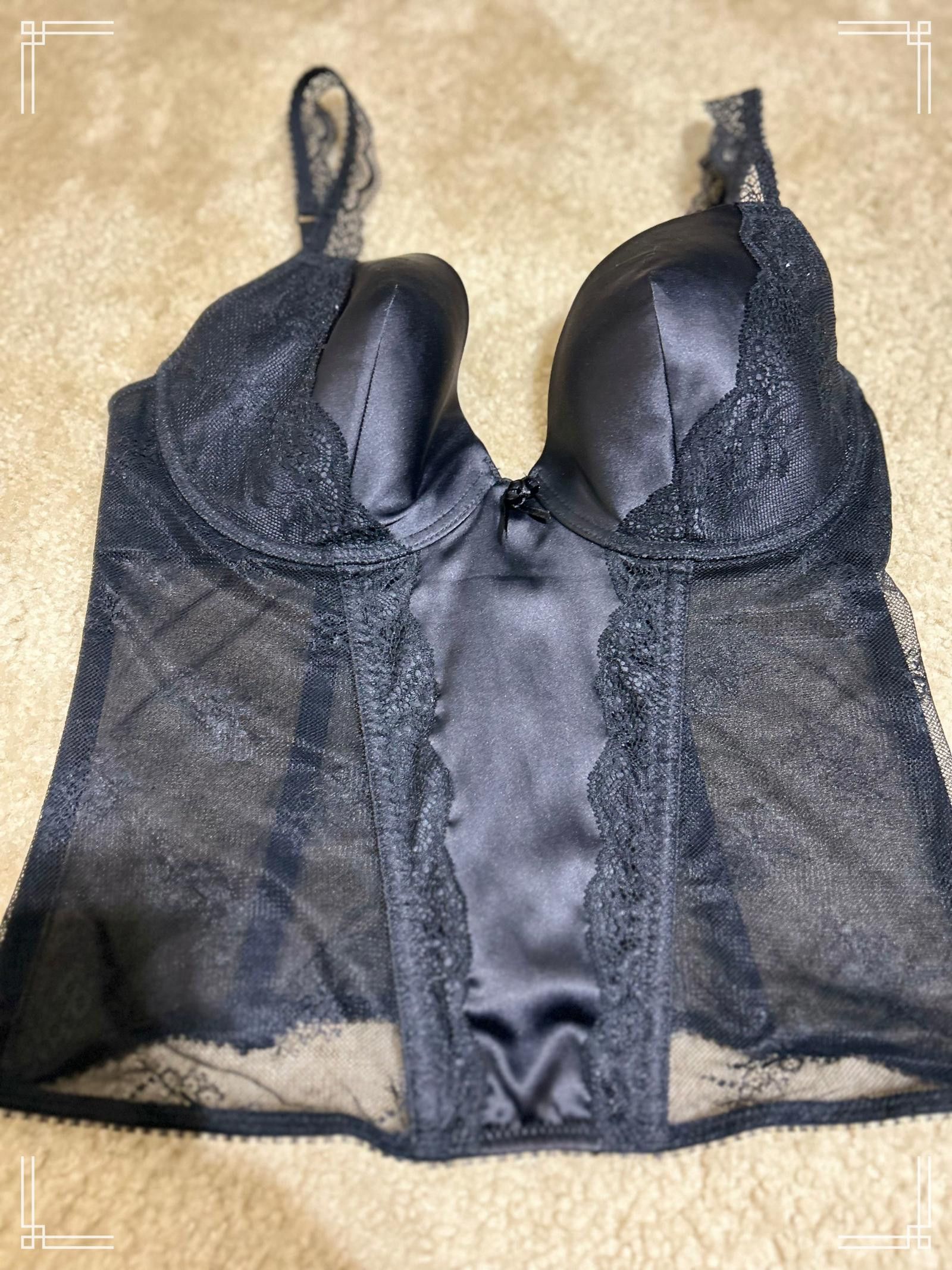 Designer La Senza Black Lace Bustier Top - Size Large Size L / US 10 / IT 46 - 2 Thumbnail
