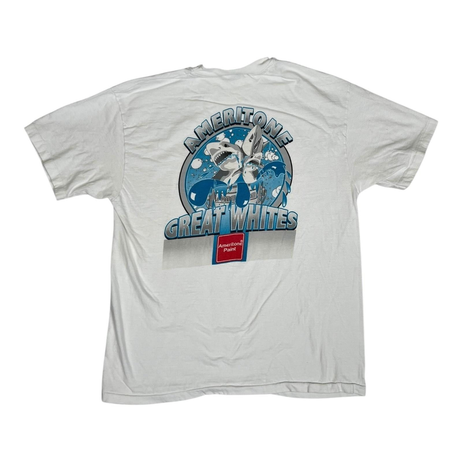 Hanes Vintage Ameritone Paint T-Shirt Mens Large White Great White Size US L / EU 52-54 / 3 - 1 Thumbnail