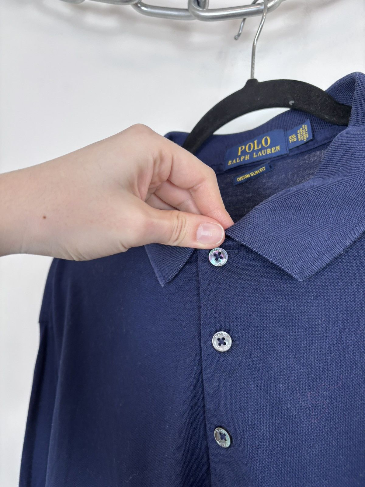 Polo Ralph Lauren Polo Ralph Lauren Custom Slim Blue Long Sleeve Polo Shirt Size US XXL / EU 58 / 5 - 7 Thumbnail