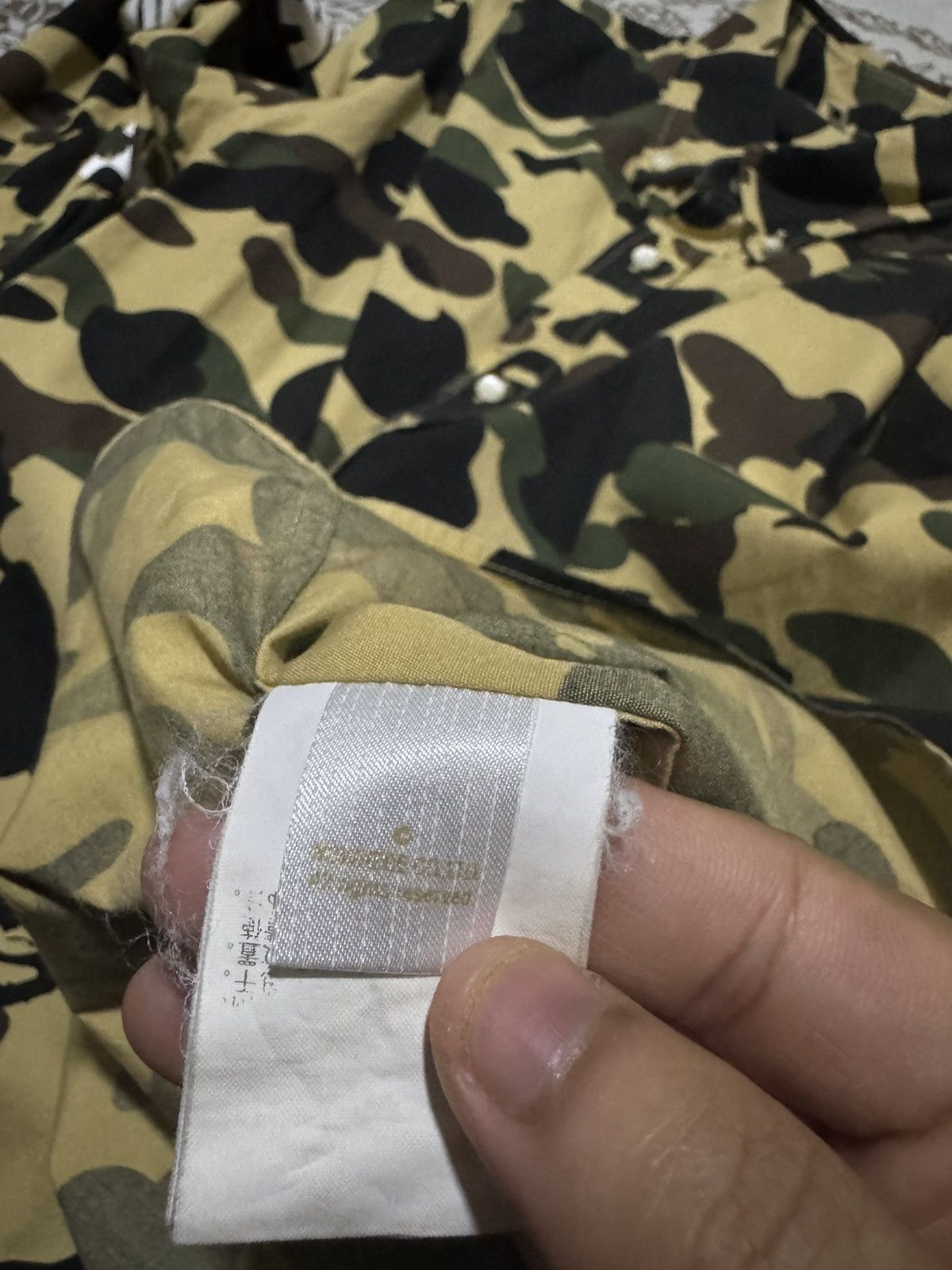Bape OG A Bathing Ape 1st Camo BD L/S Spellout Shirt Size US XL / EU 56 / 4 - 13 Thumbnail