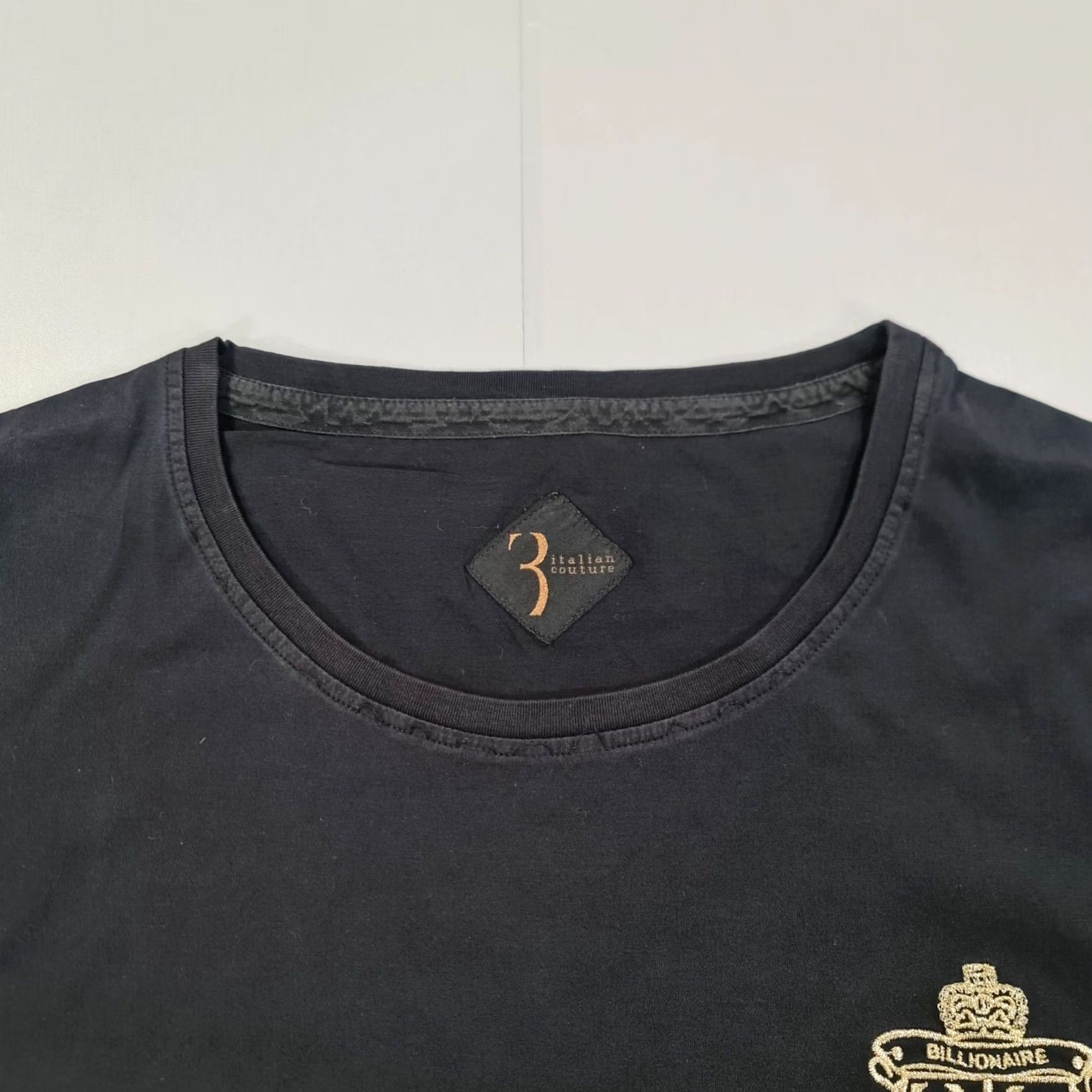 Vintage Billionaire Couture T Shirt Mens Black XXL Embroidered Logo Short Sleeve Crew Neck 100% Cotton Jersey Made In Italy Size US XXL / EU 58 / 5 - 2 Thumbnail